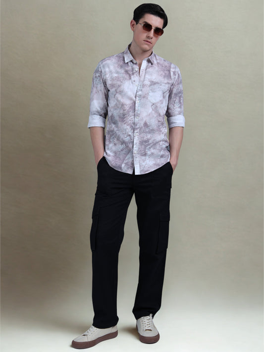 Greyish Brown Printed shirt