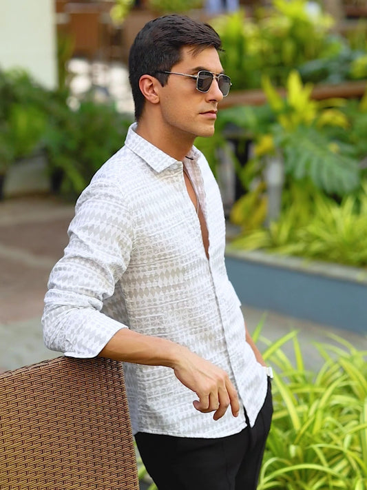 White Digital Printed Shirt