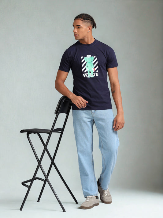 Blue White Printed Tee
