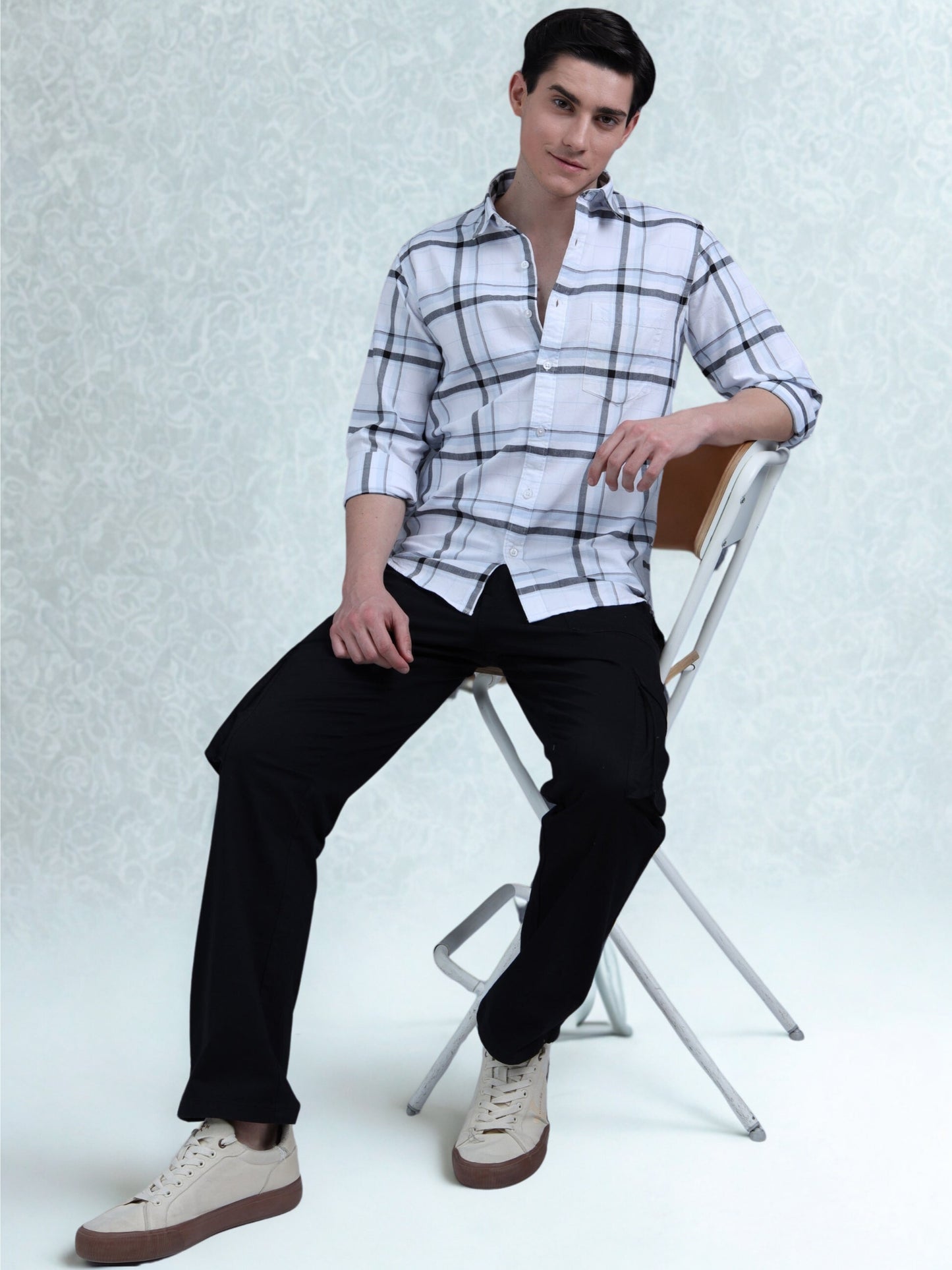 Sky Blue  Checks Shirt