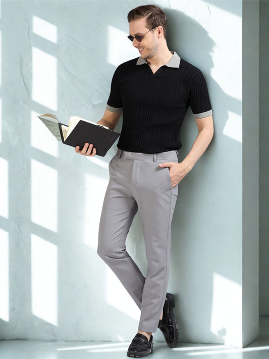 Contrast Color Polo T-Shirt - Black