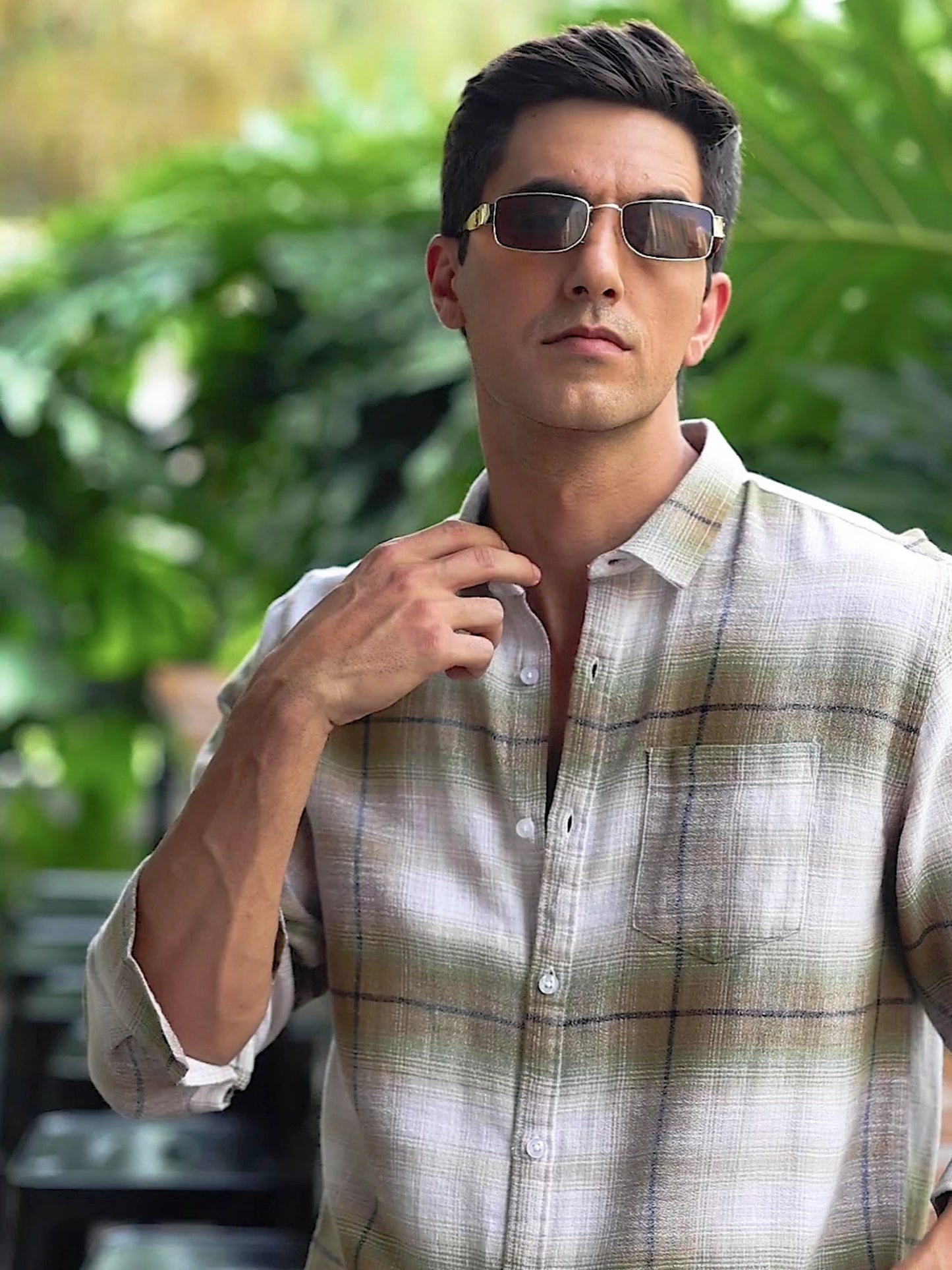 Green Mixed  Checkered Shirt