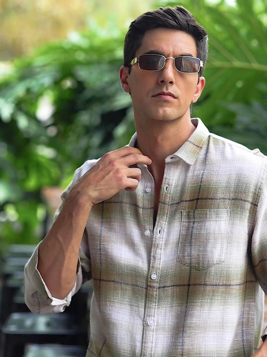 Green Mixed  Checkered Shirt