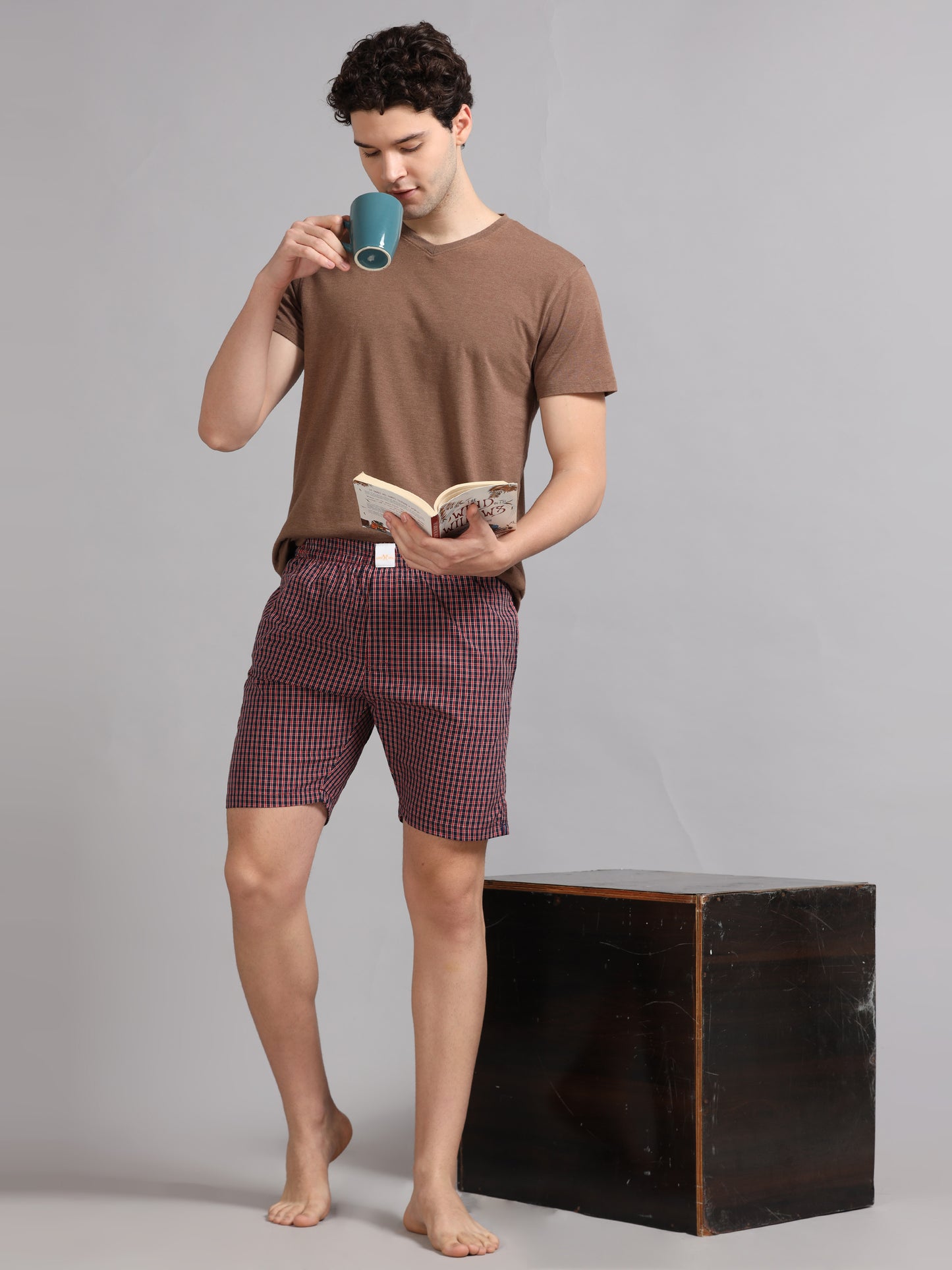 Maroon Micro Checks Boxer