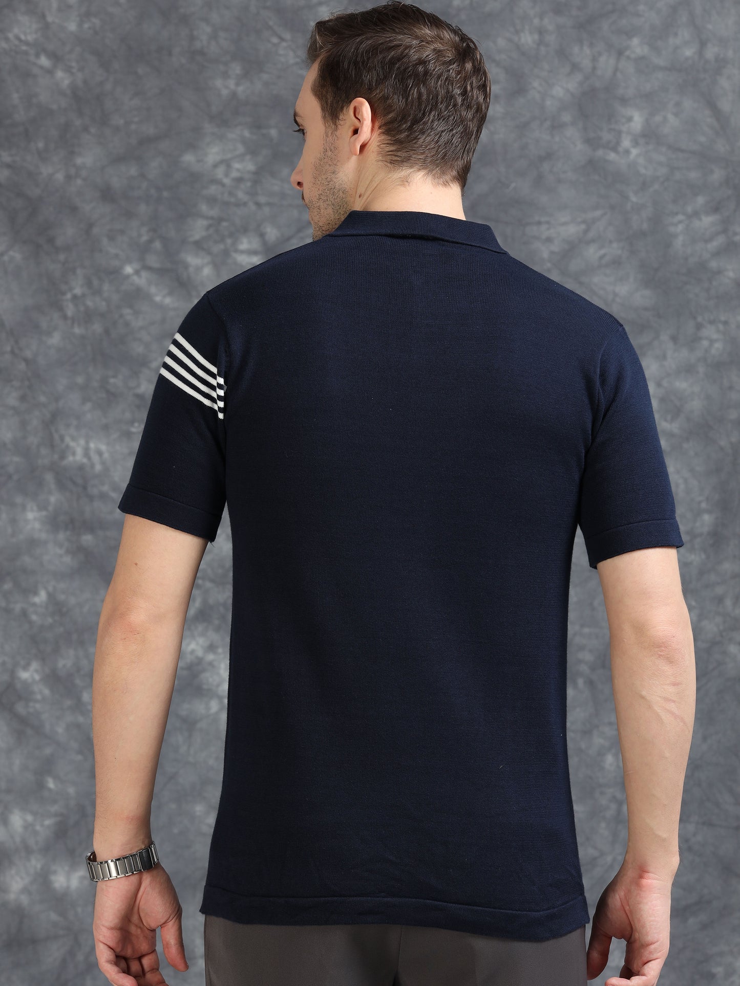 Navy Lines Design Polo T-Shirt
