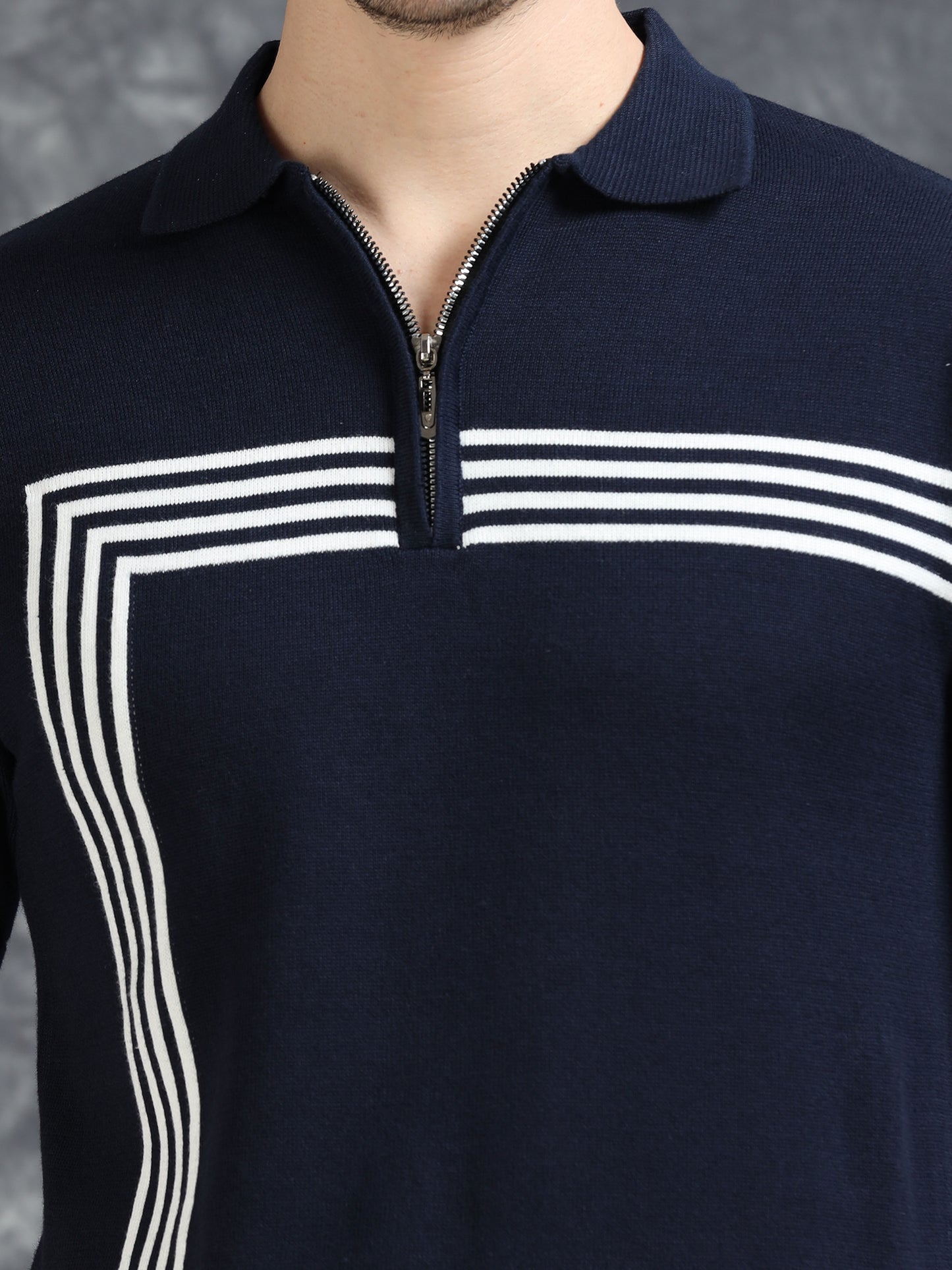 Navy Lines Design Polo T-Shirt