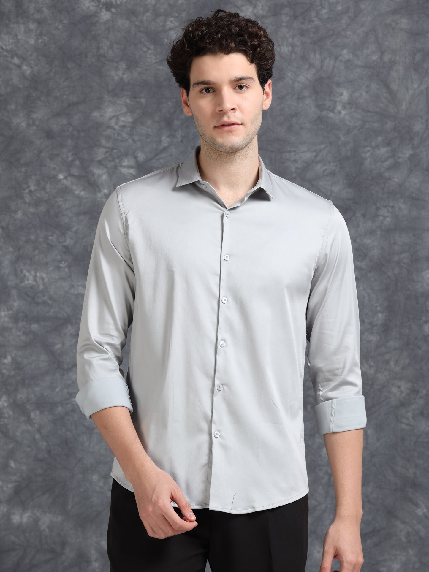 Light Grey 60's Satin lycra Shirt