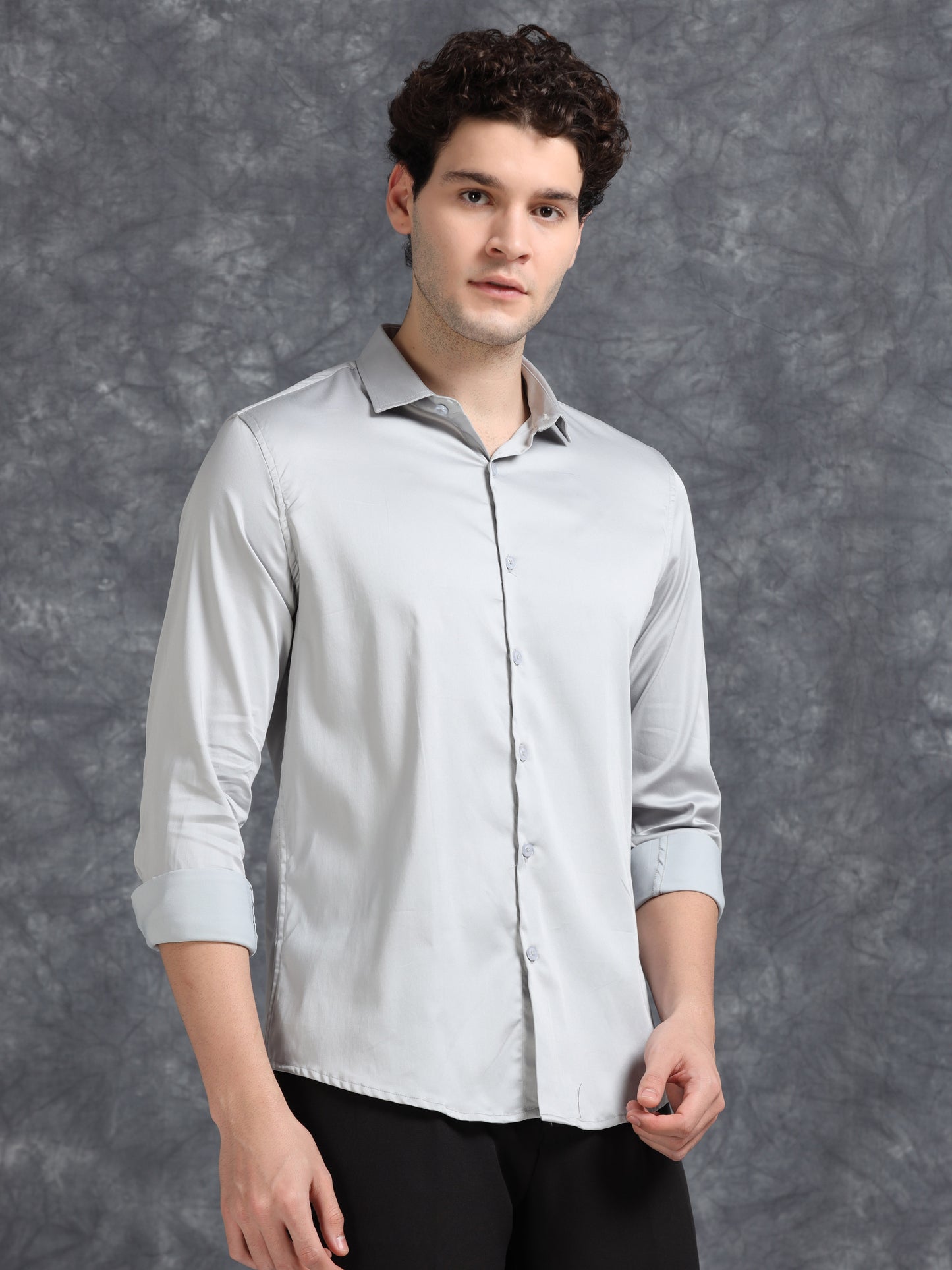 Light Grey 60's Satin lycra Shirt