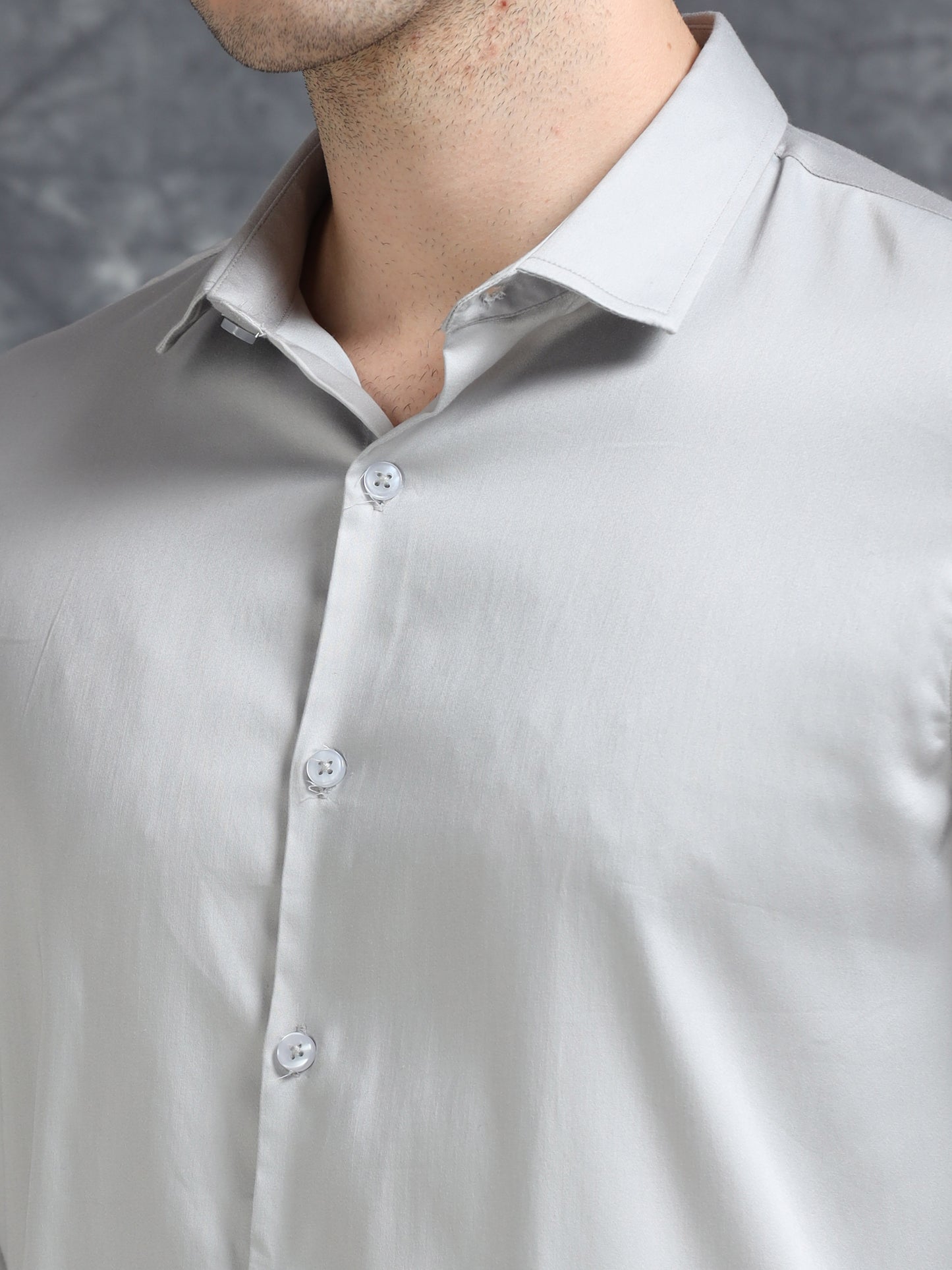 Light Grey 60's Satin lycra Shirt