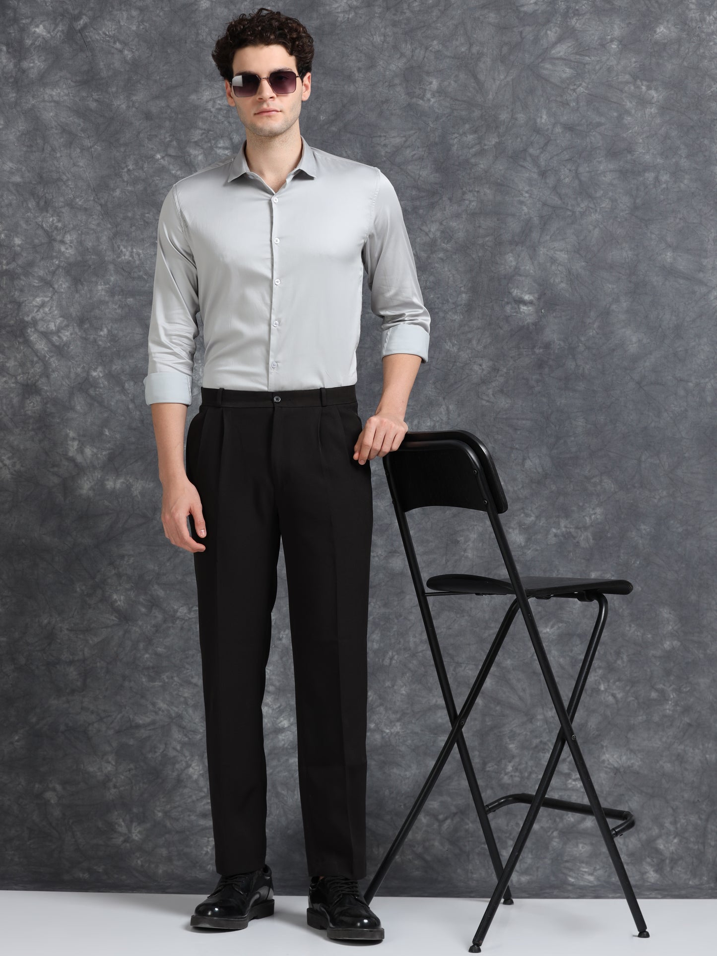 Light Grey 60's Satin lycra Shirt