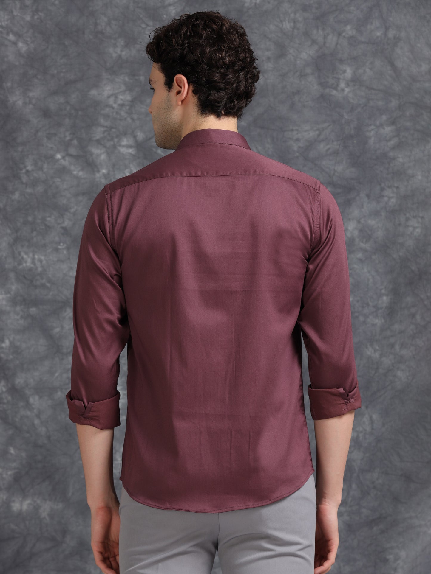 Wine 60's Satin lycra Shirt