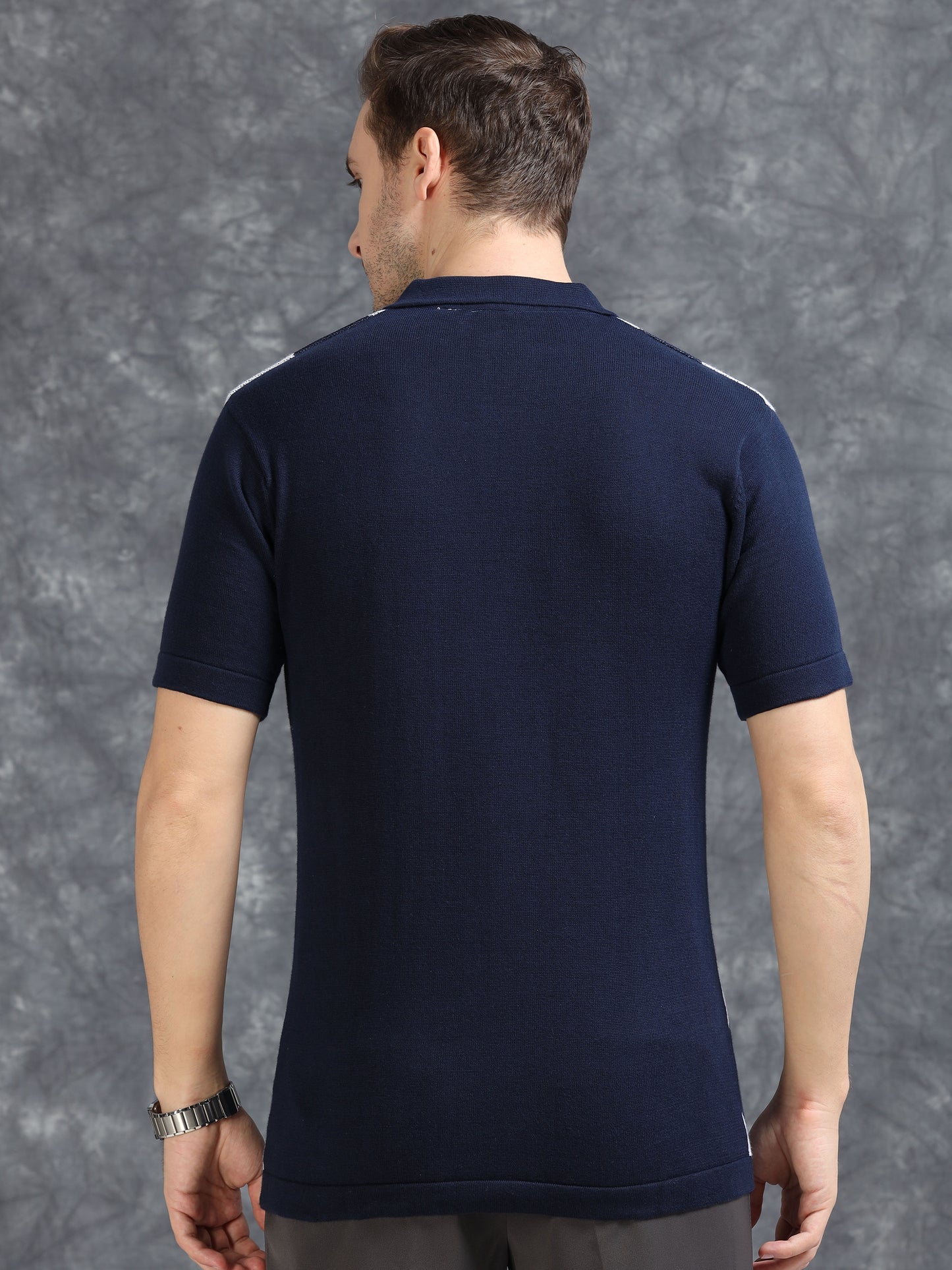 Navy Diamond Design Polo T-shirt