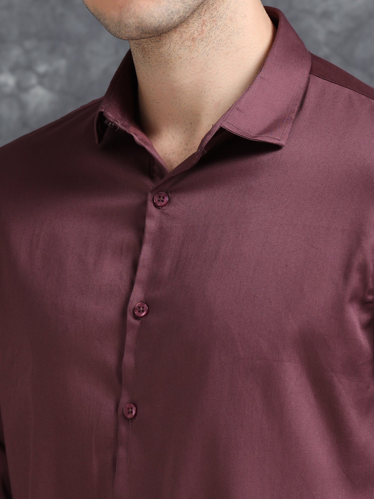 Wine 60's Satin lycra Shirt