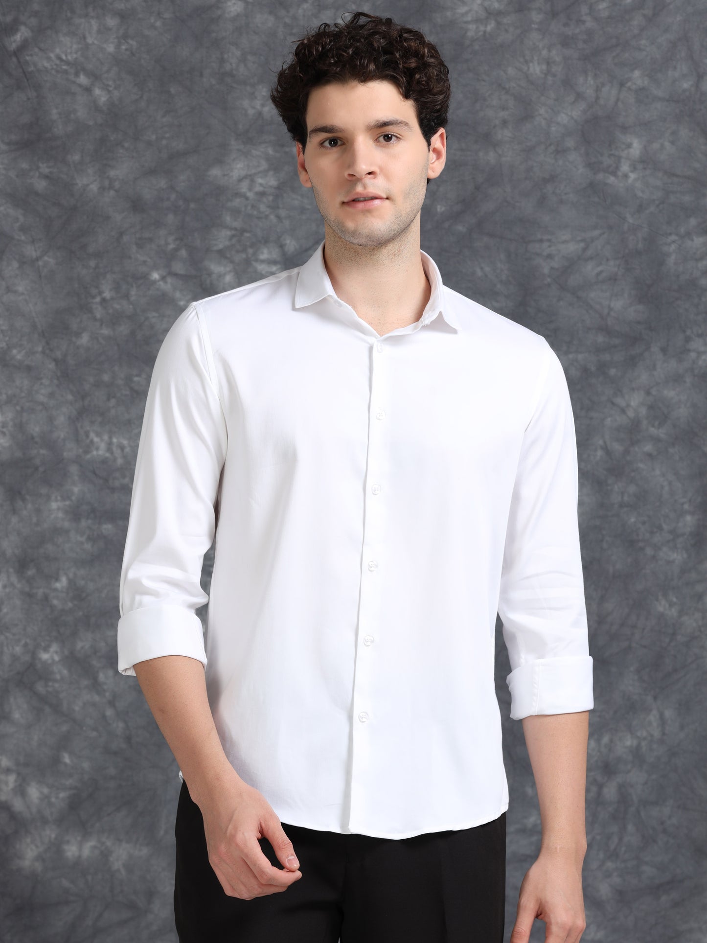 White 60's Satin lycra Shirt