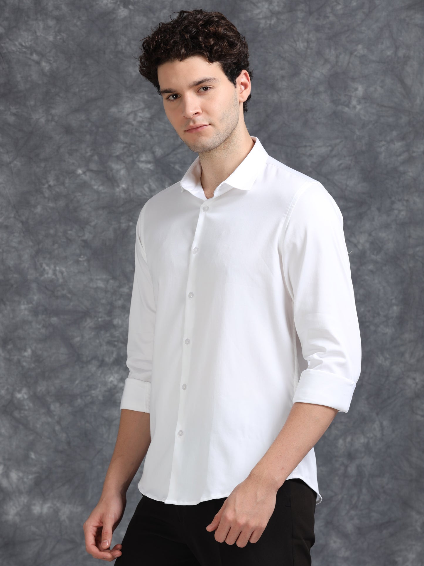 White 60's Satin lycra Shirt