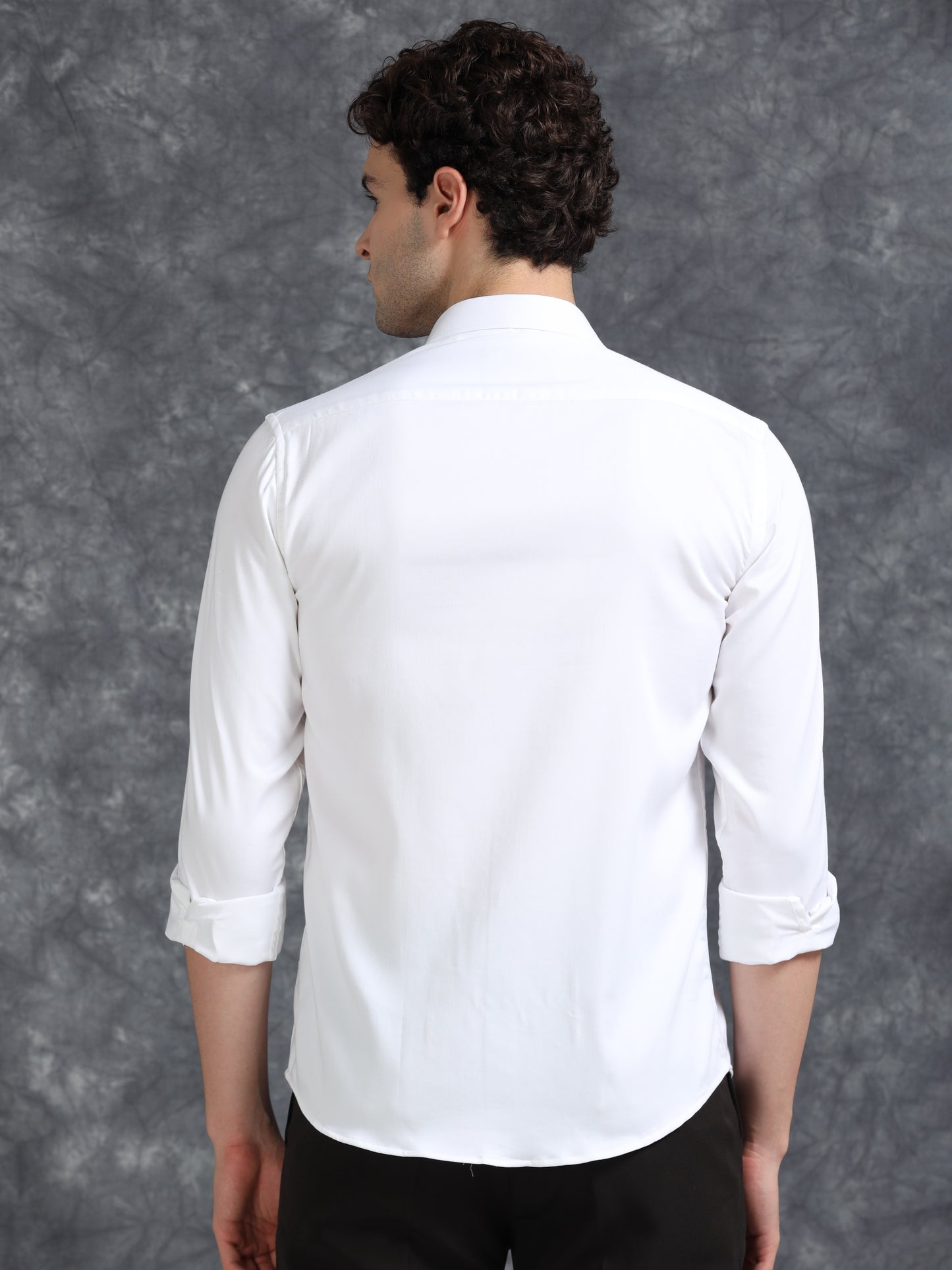 White 60's Satin lycra Shirt
