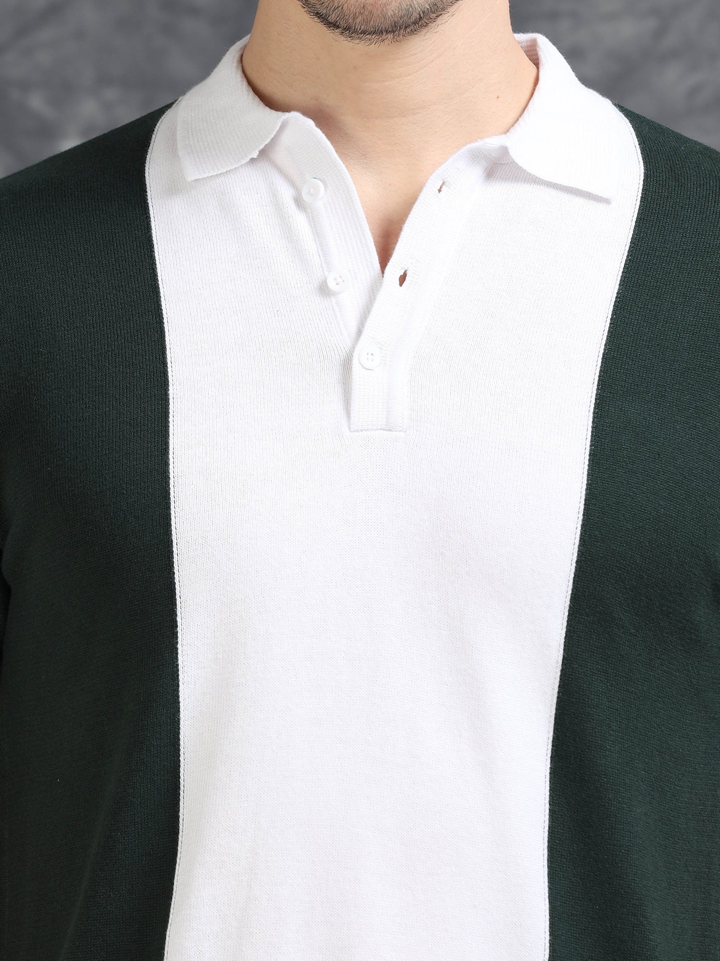Dark Green Panel Design Polo T-Shirt