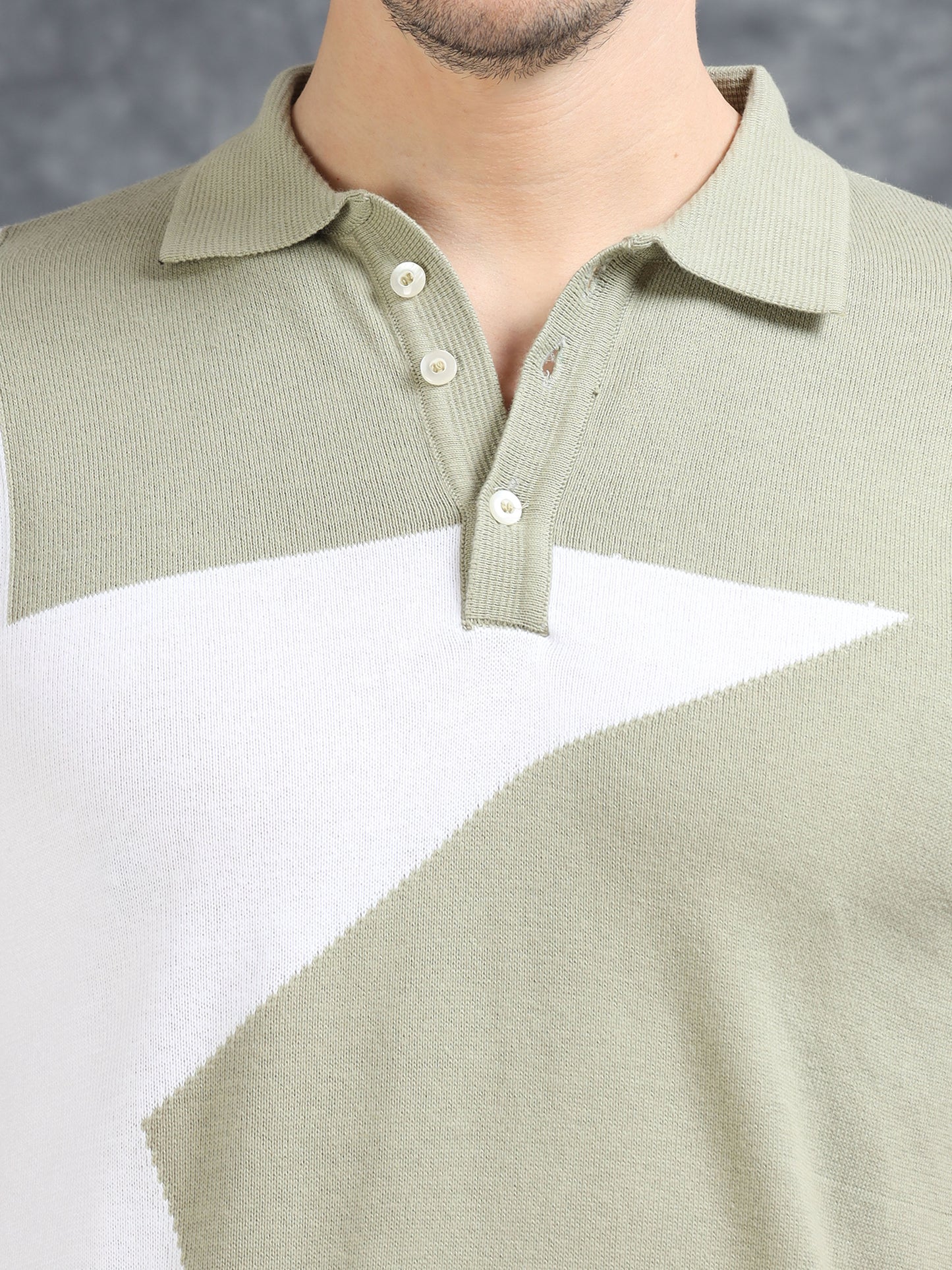 Half Star Design Polo T-Shirt Pistachio