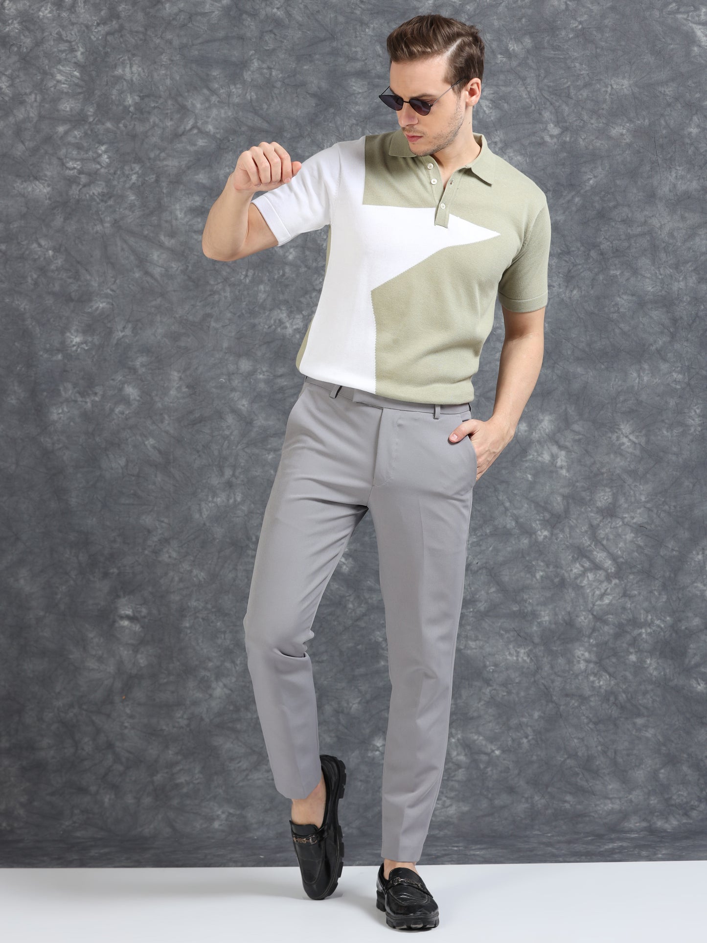 Half Star Design Polo T-Shirt Pistachio