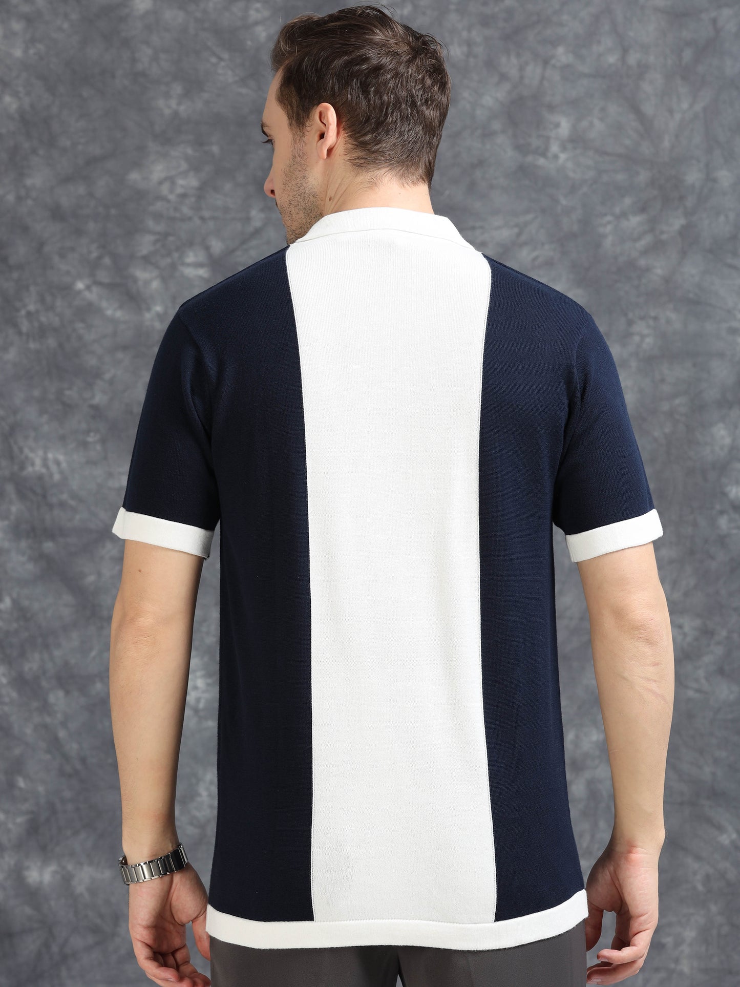 Navy Pannel Design Polo T-shirt