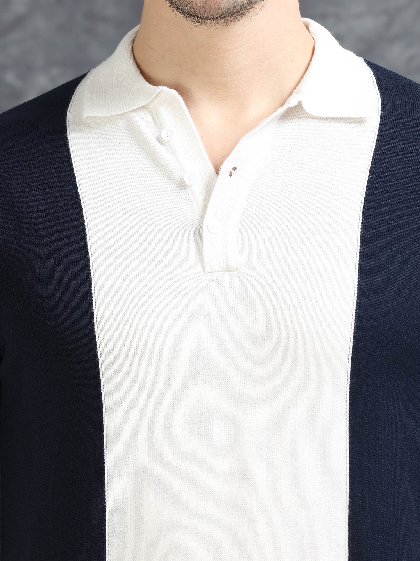 Navy Pannel Design Polo T-shirt