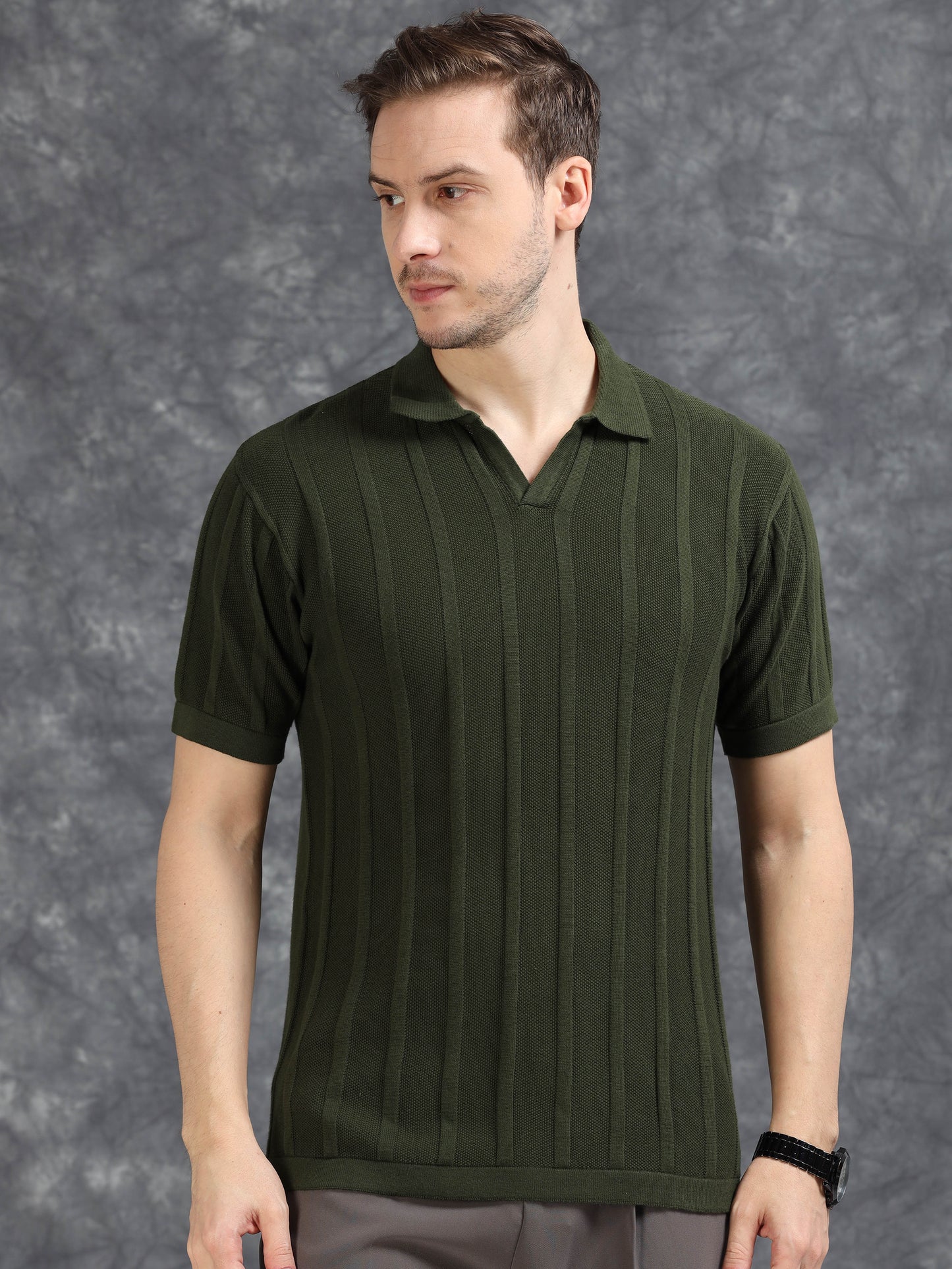 Olive Vibe Shift Polo T-Shirt