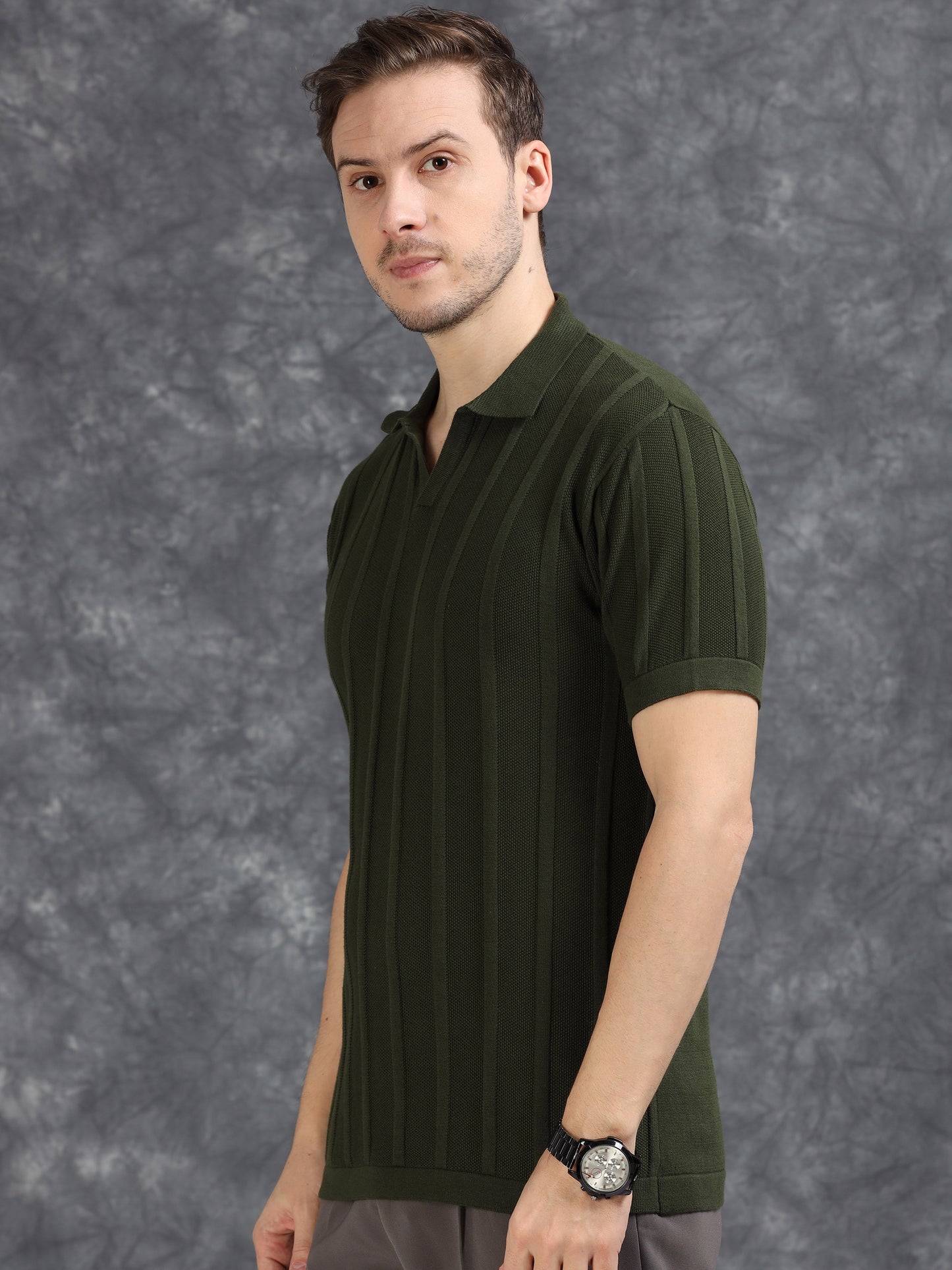 Olive Vibe Shift Polo T-Shirt