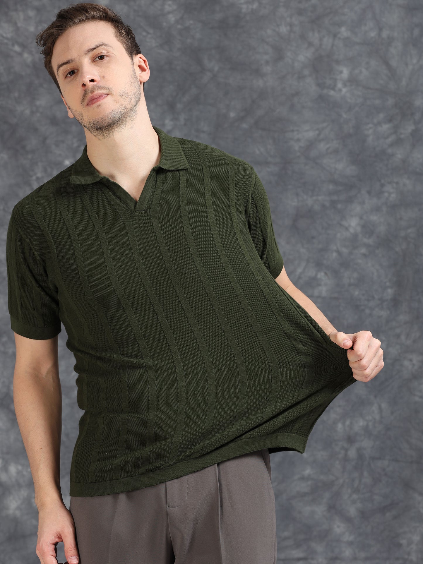 Olive Vibe Shift Polo T-Shirt
