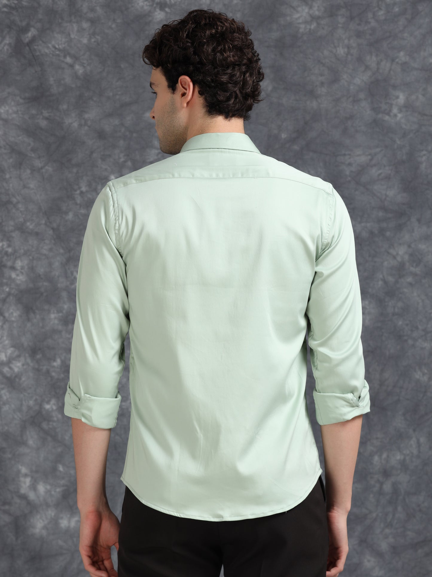 Pistachio 60's Satin lycra Shirt
