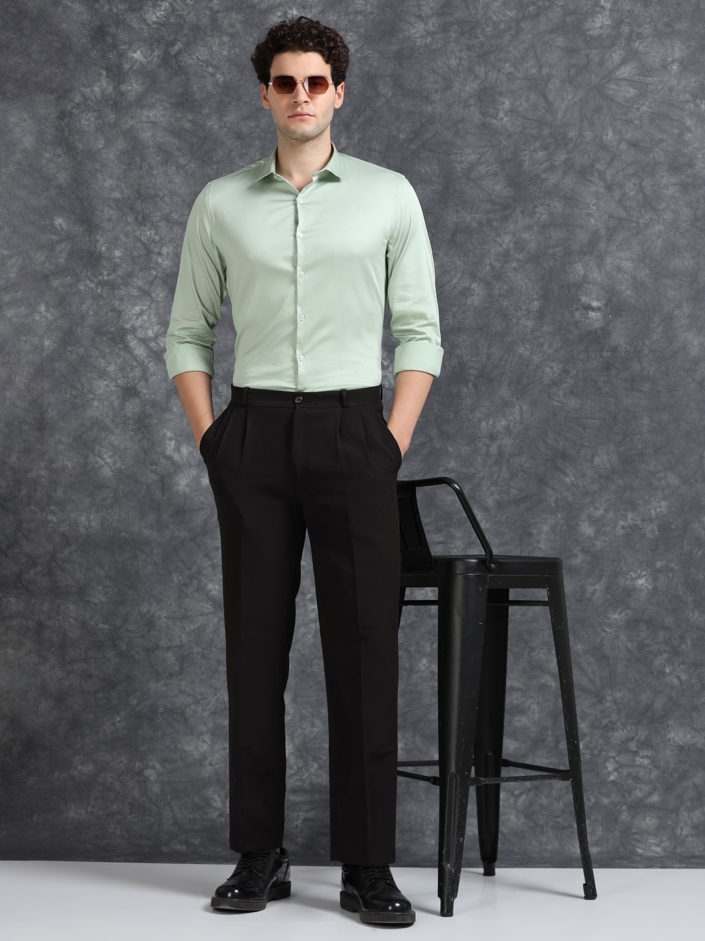 Pistachio 60's Satin lycra Shirt