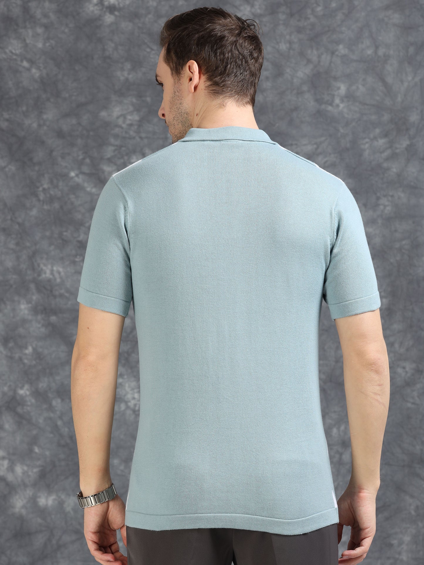 Sky Blue Diamond Design Polo T-shirt