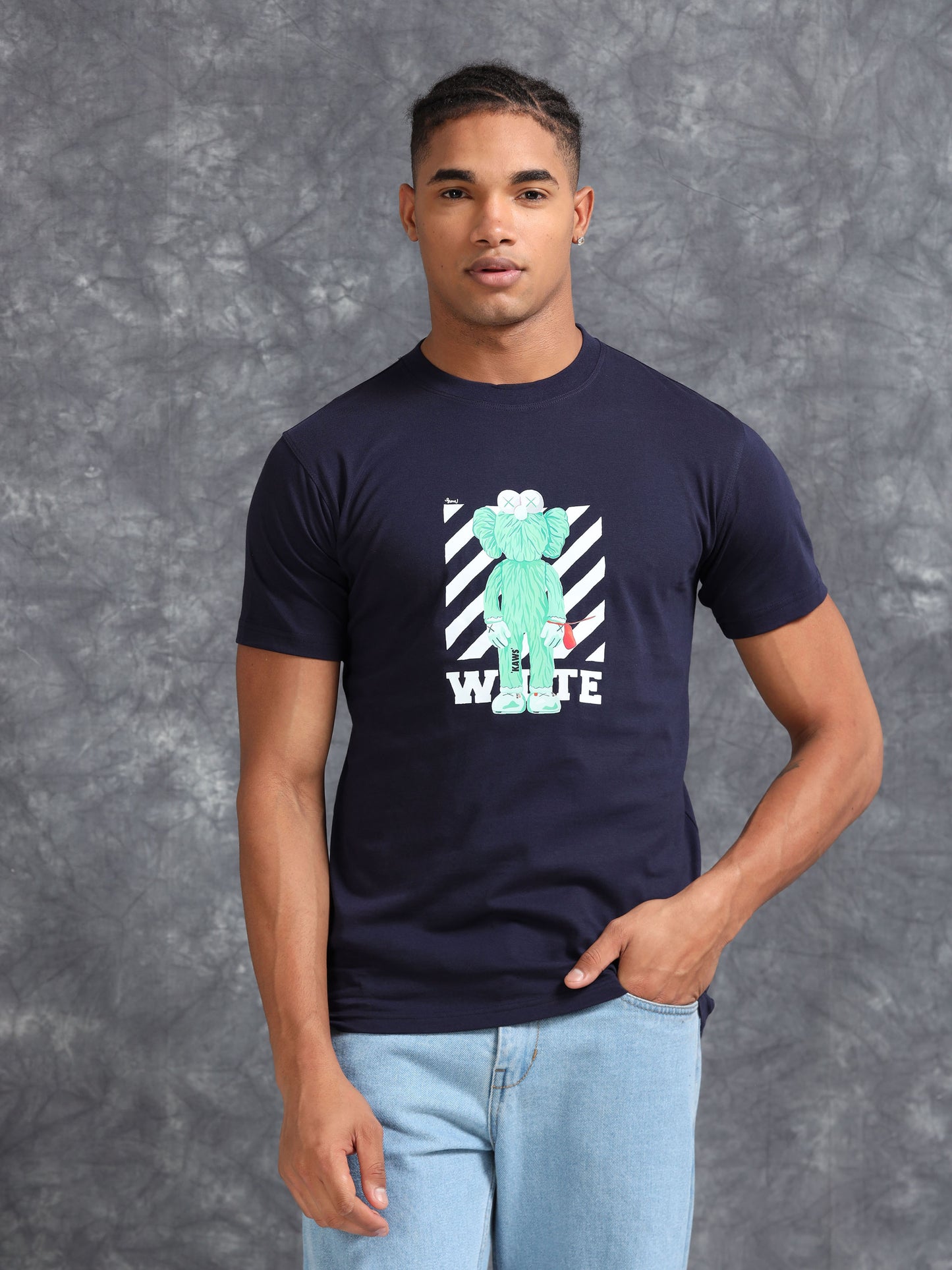 Blue White Printed Tee