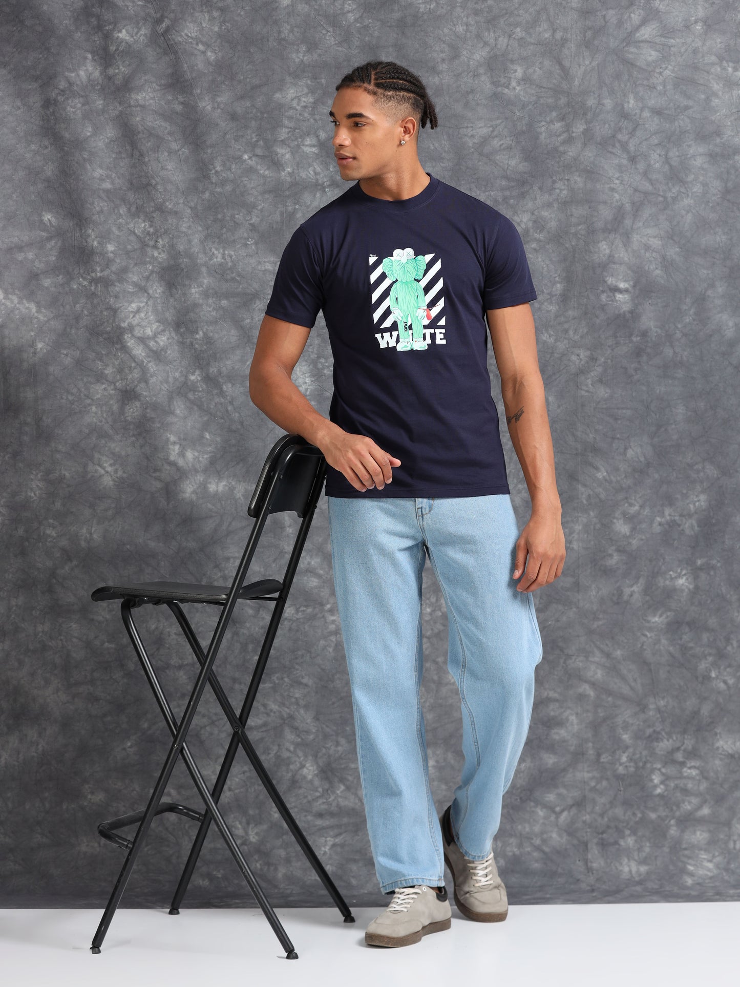 Blue White Printed Tee