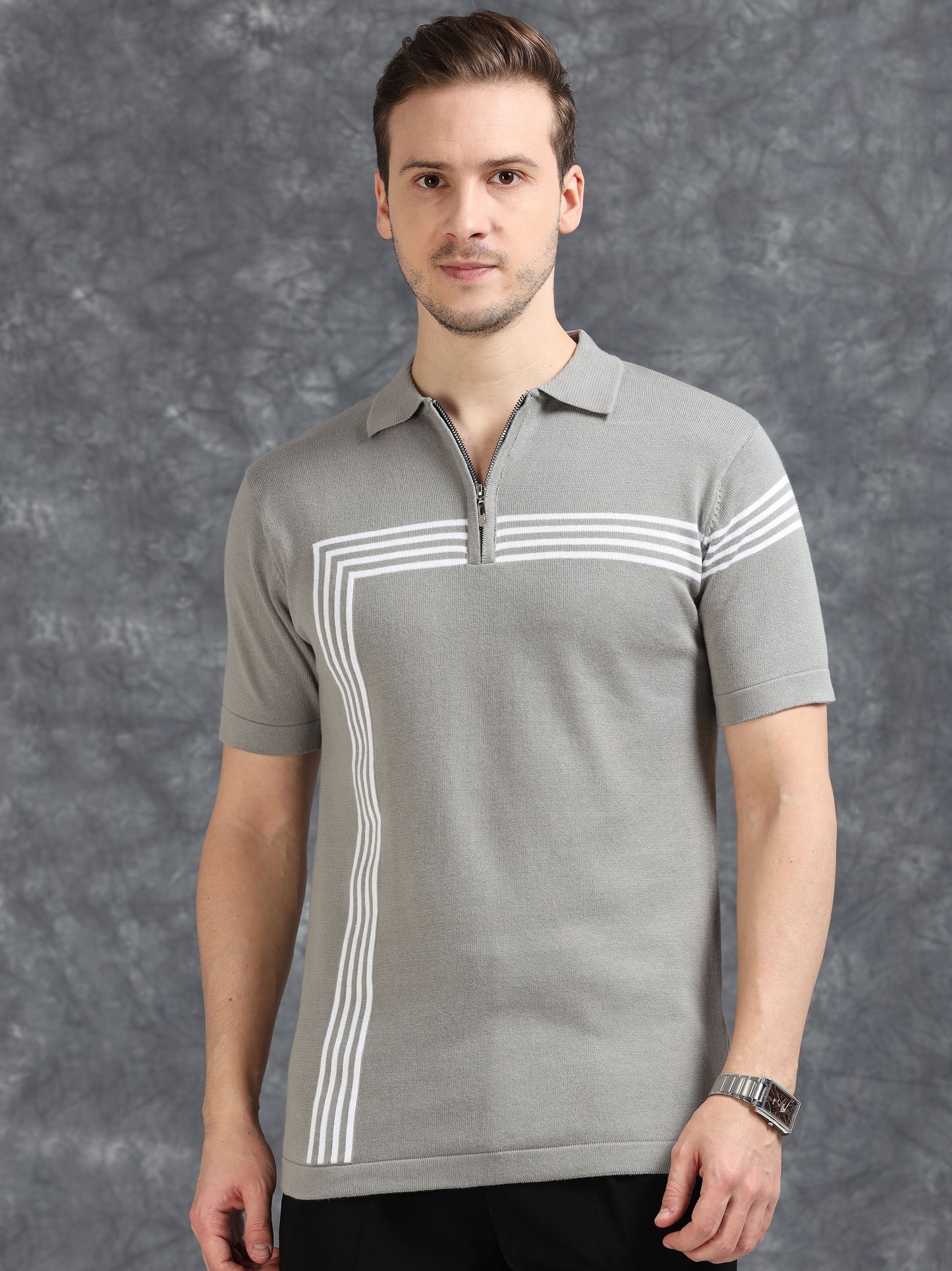 Grey Lines Design Polo T-Shirt