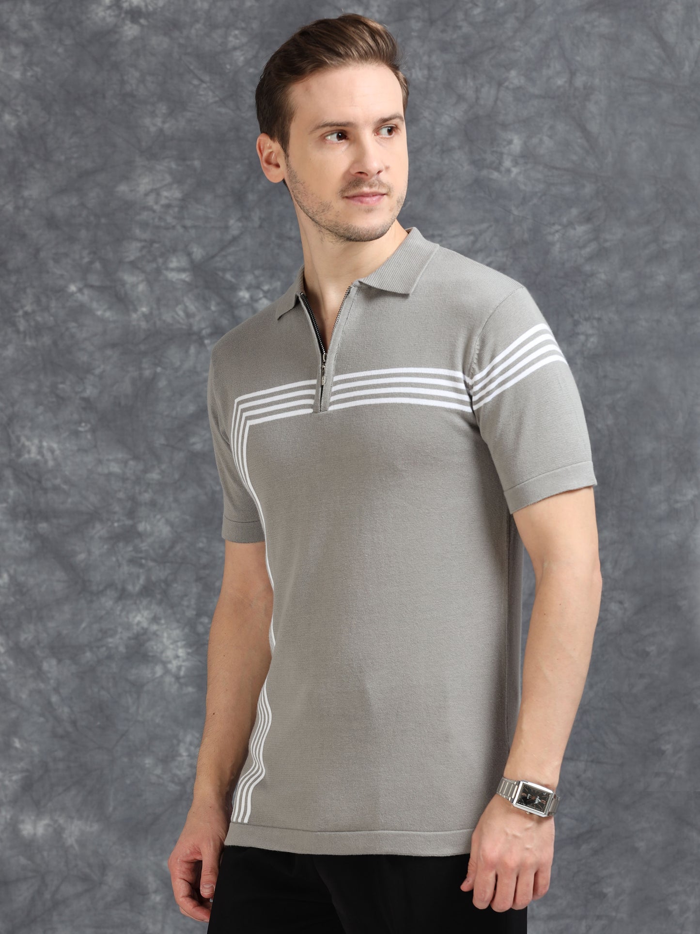 Grey Lines Design Polo T-Shirt
