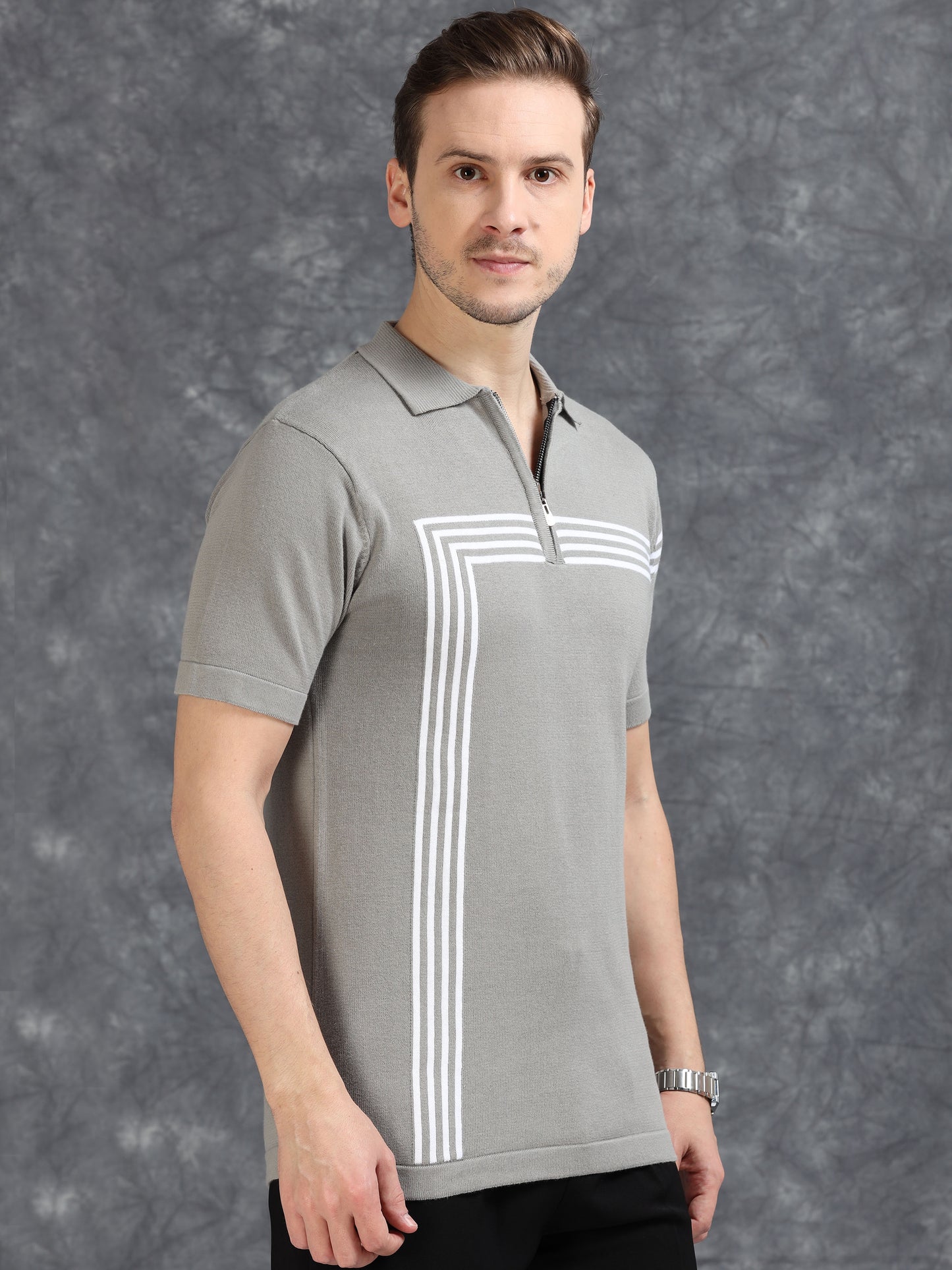 Grey Lines Design Polo T-Shirt