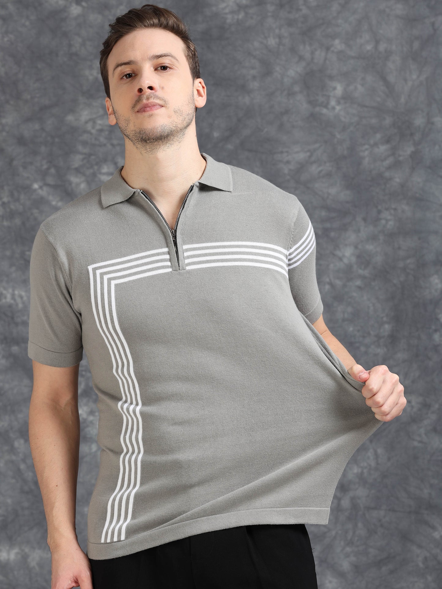 Grey Lines Design Polo T-Shirt
