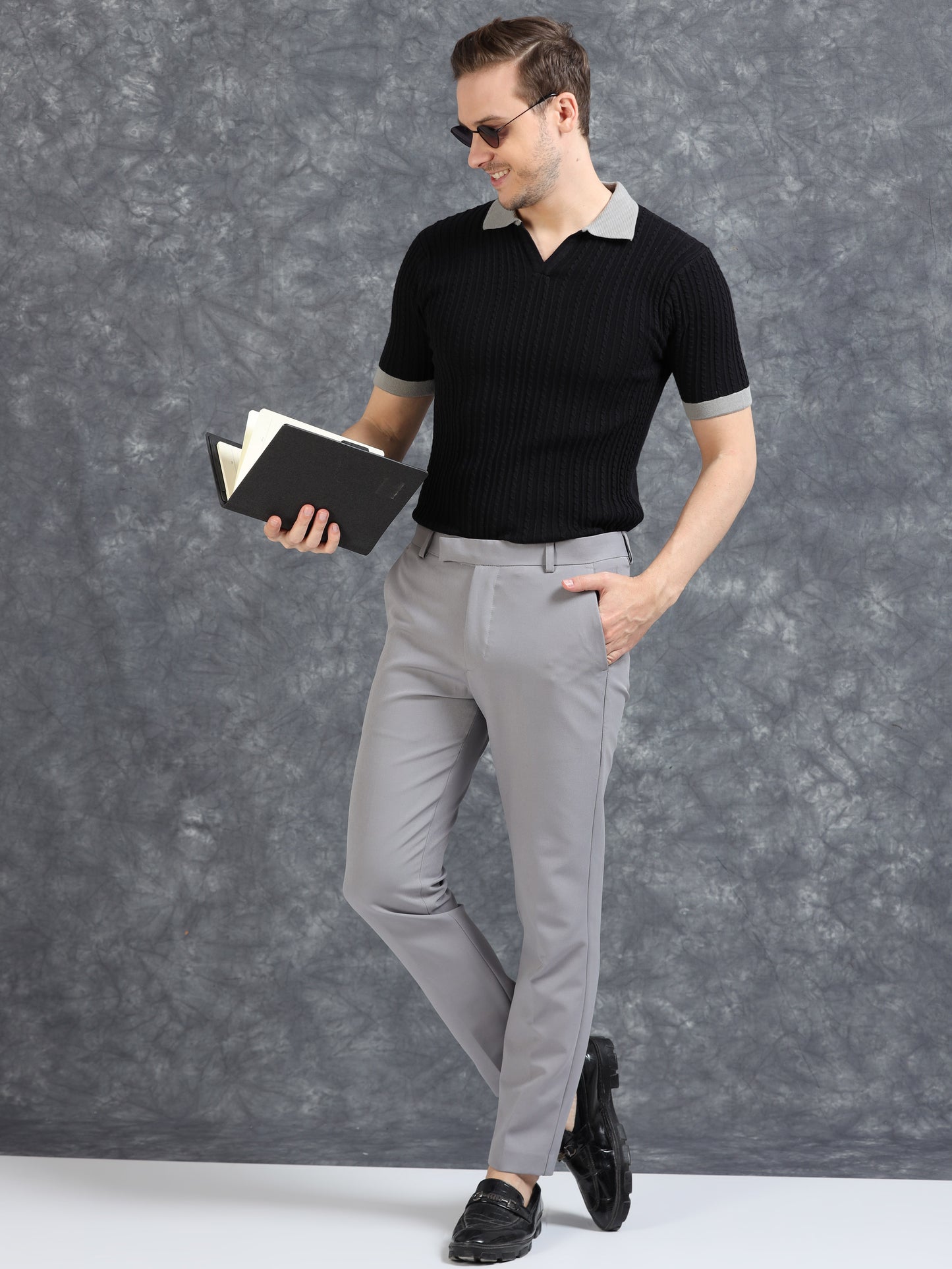 Contrast Color Polo T-Shirt - Black