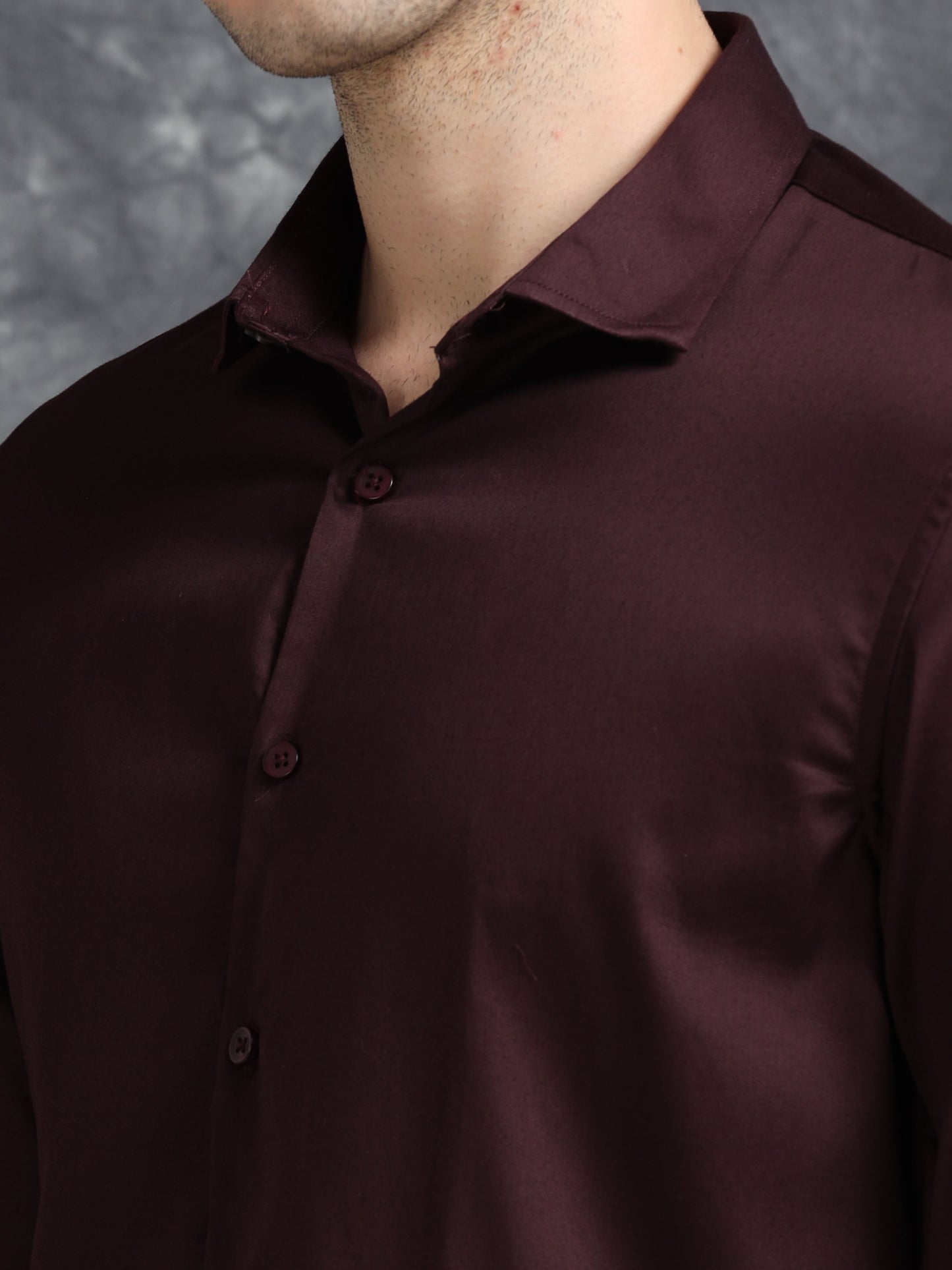 Brown 60's Satin lycra Shirt