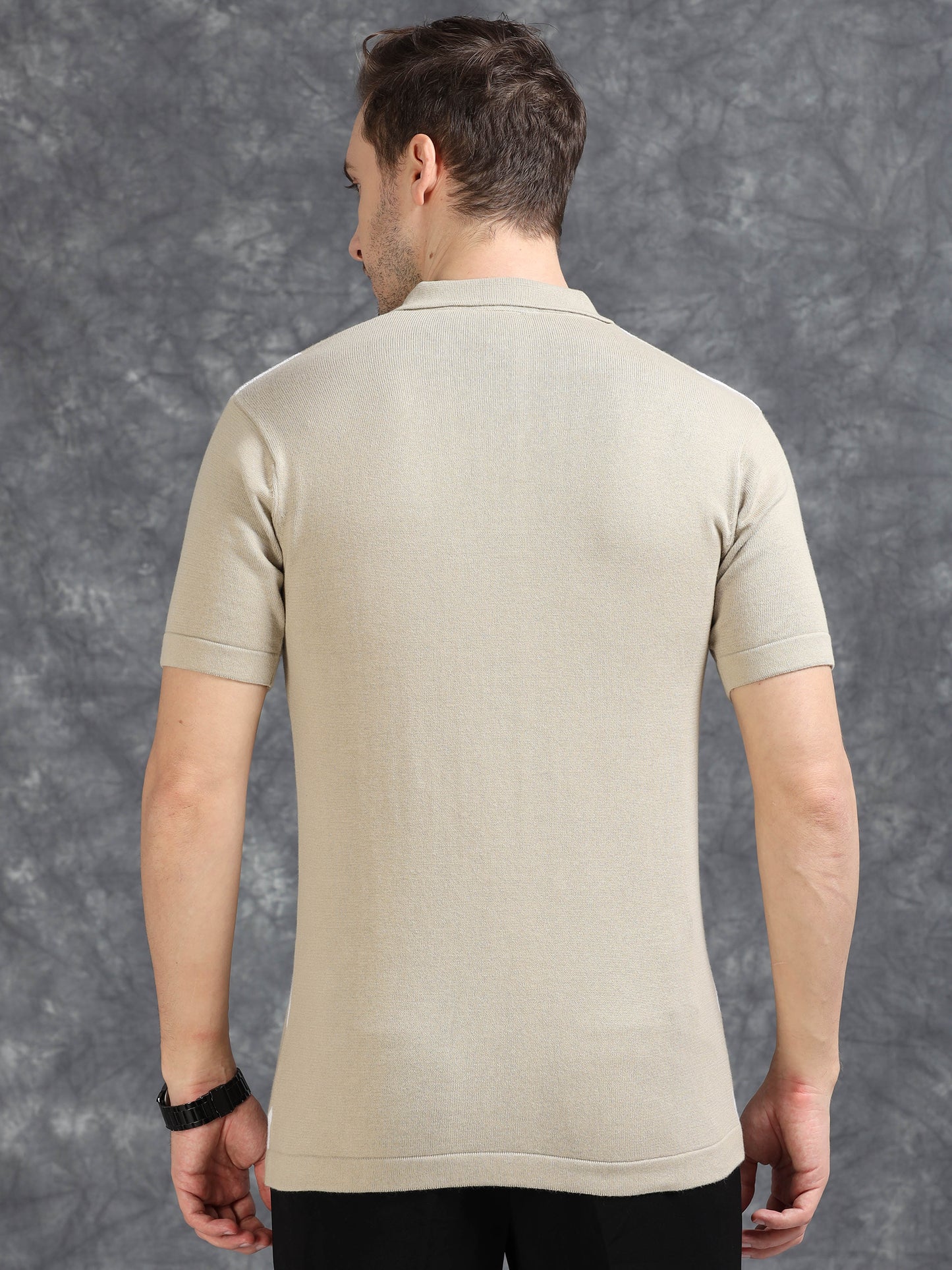 Beige Diamond Design Polo T-shirt