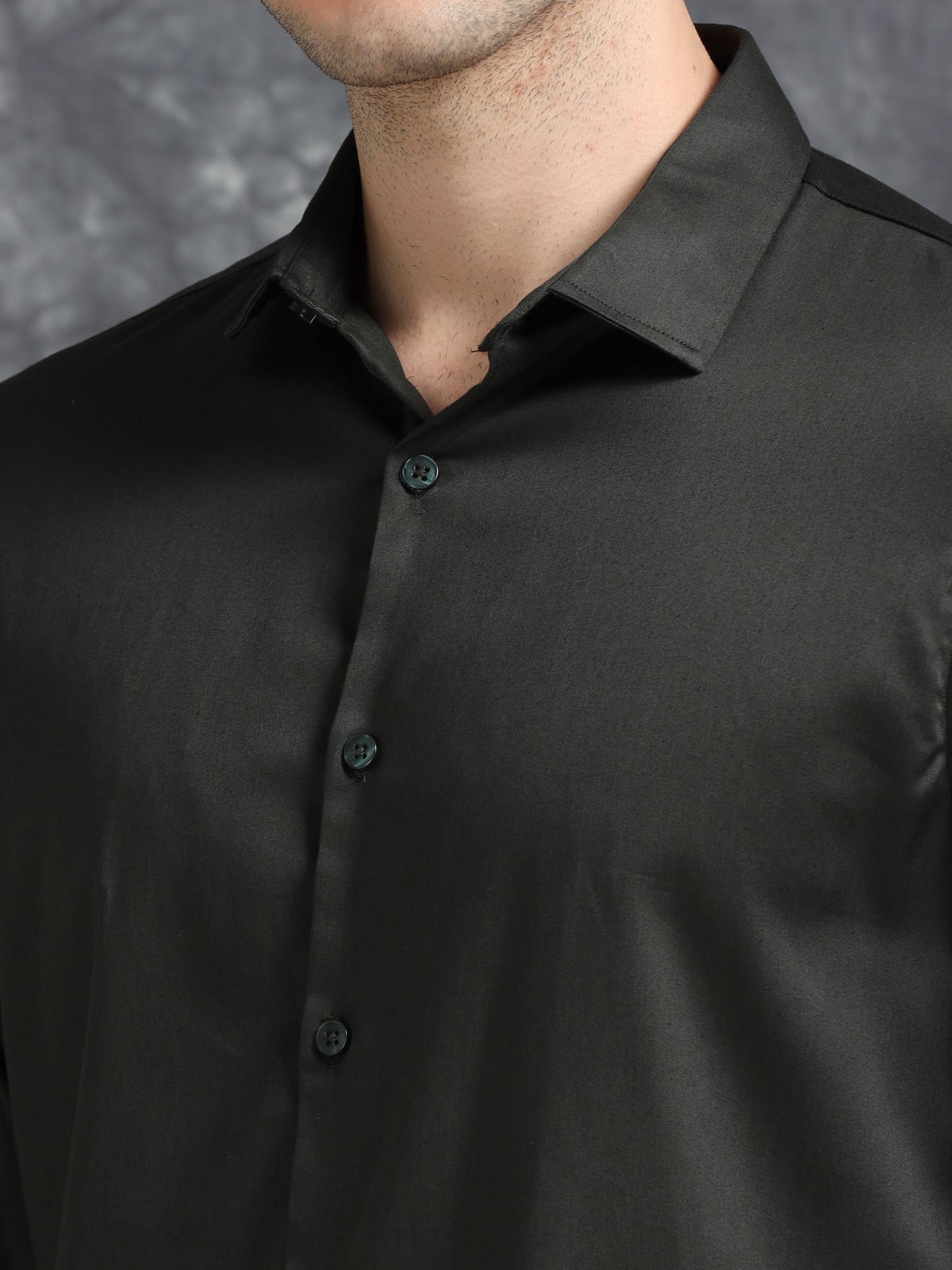 Olive 60's Satin lycra Shirt
