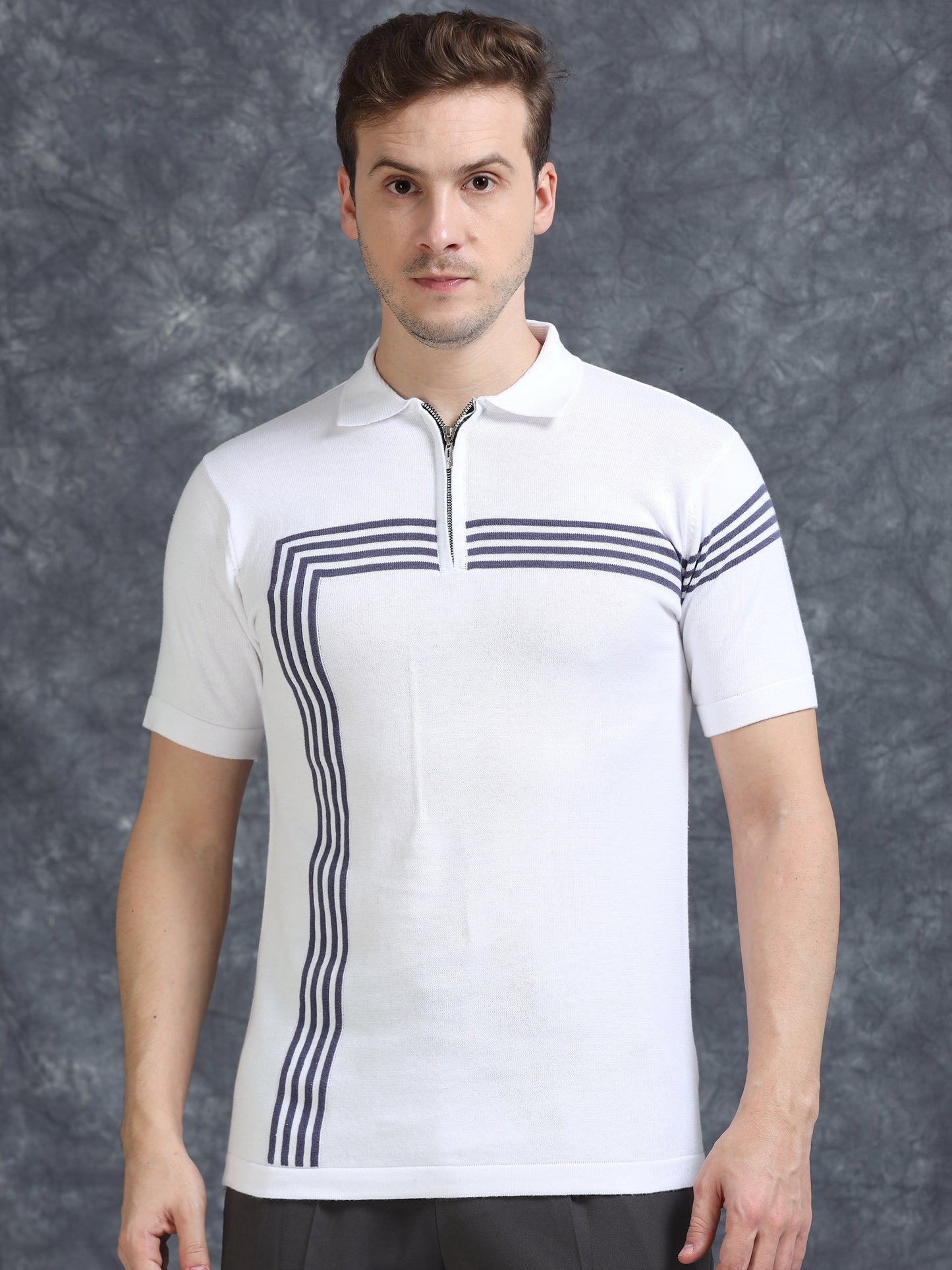 White Lines Design Polo T-Shirt
