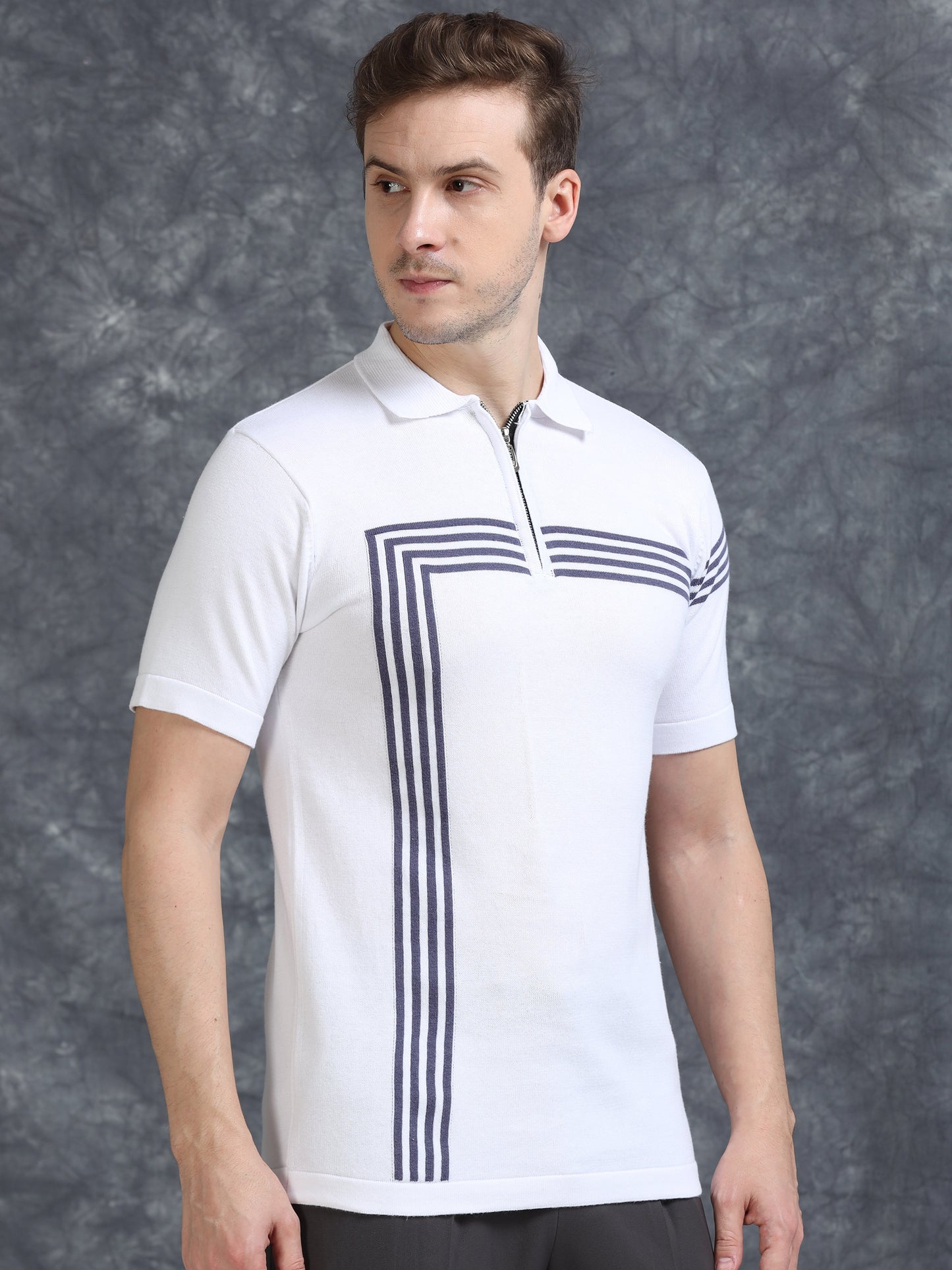 White Lines Design Polo T-Shirt
