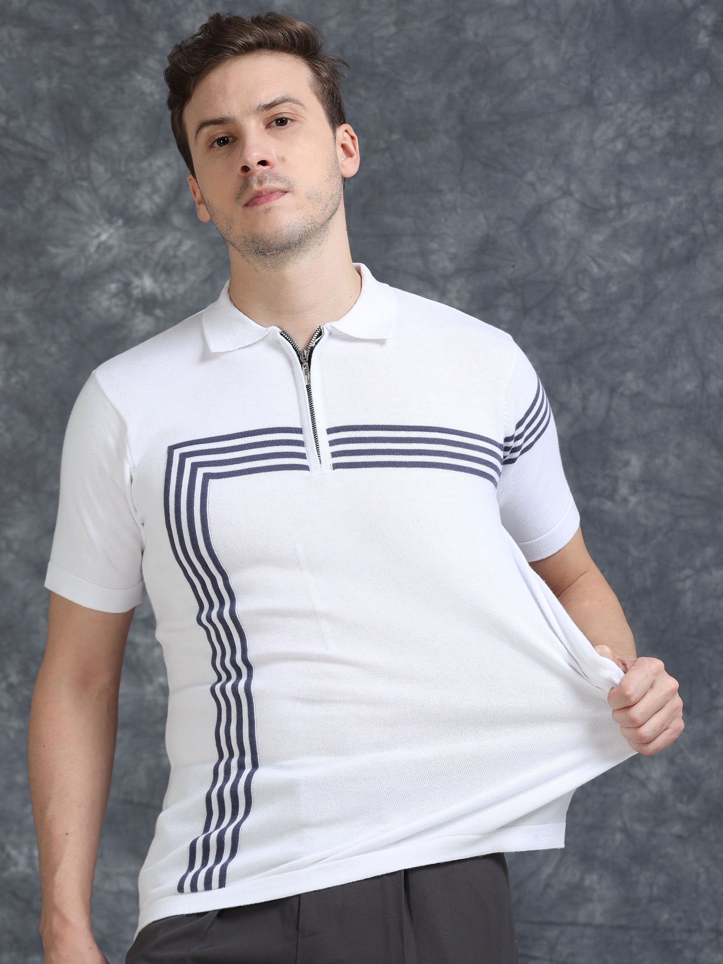 White Lines Design Polo T-Shirt