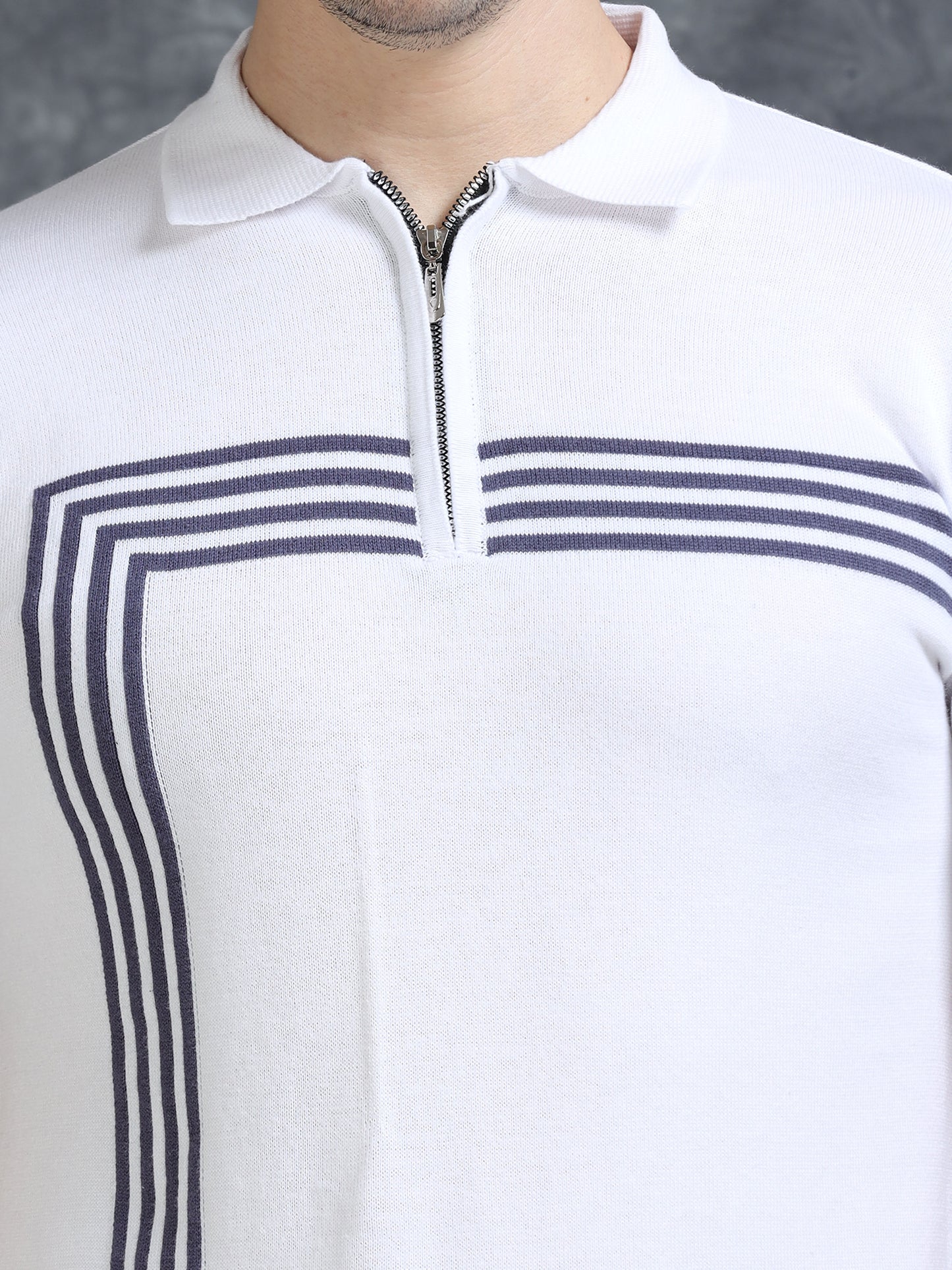 White Lines Design Polo T-Shirt