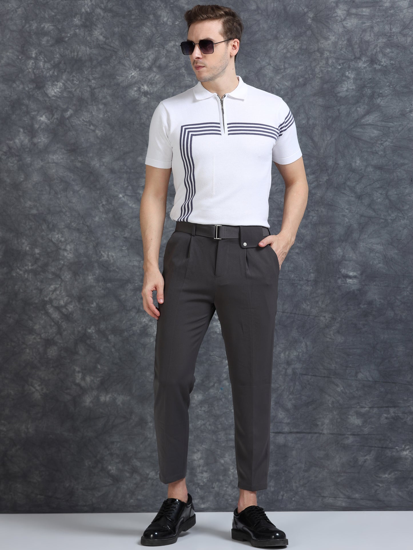 White Lines Design Polo T-Shirt