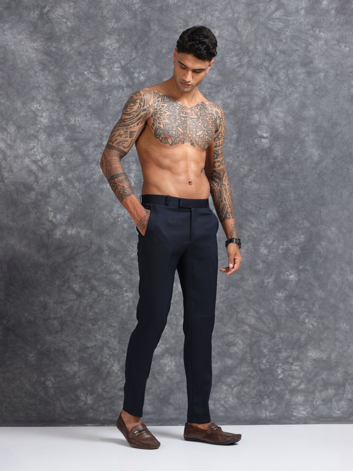 Navy Linen Trouser