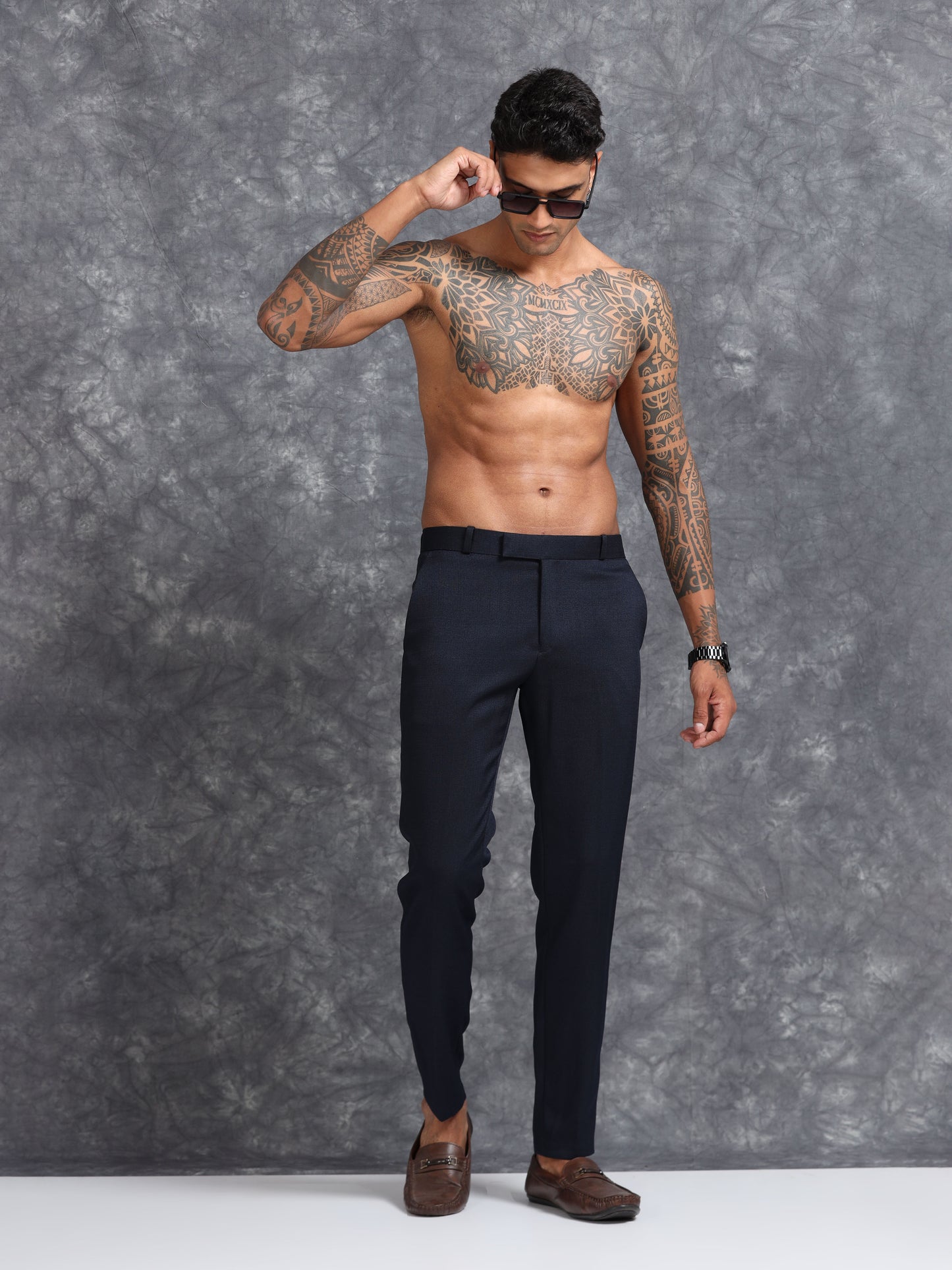 Navy Linen Trouser