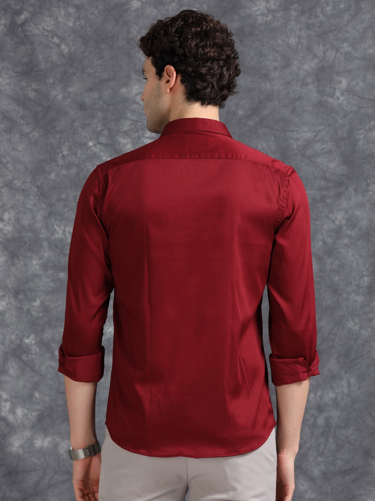 Red 60's Satin  lycra Shirt