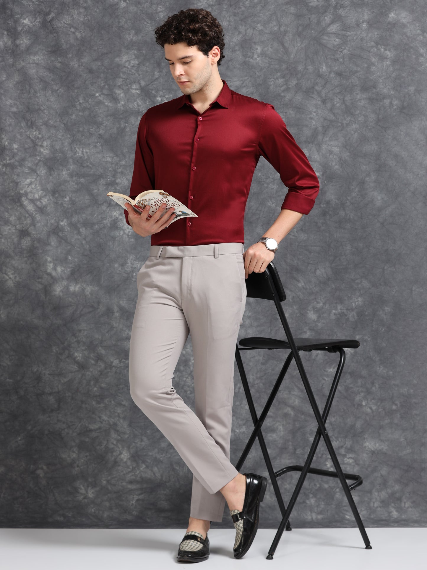 Red 60's Satin  lycra Shirt